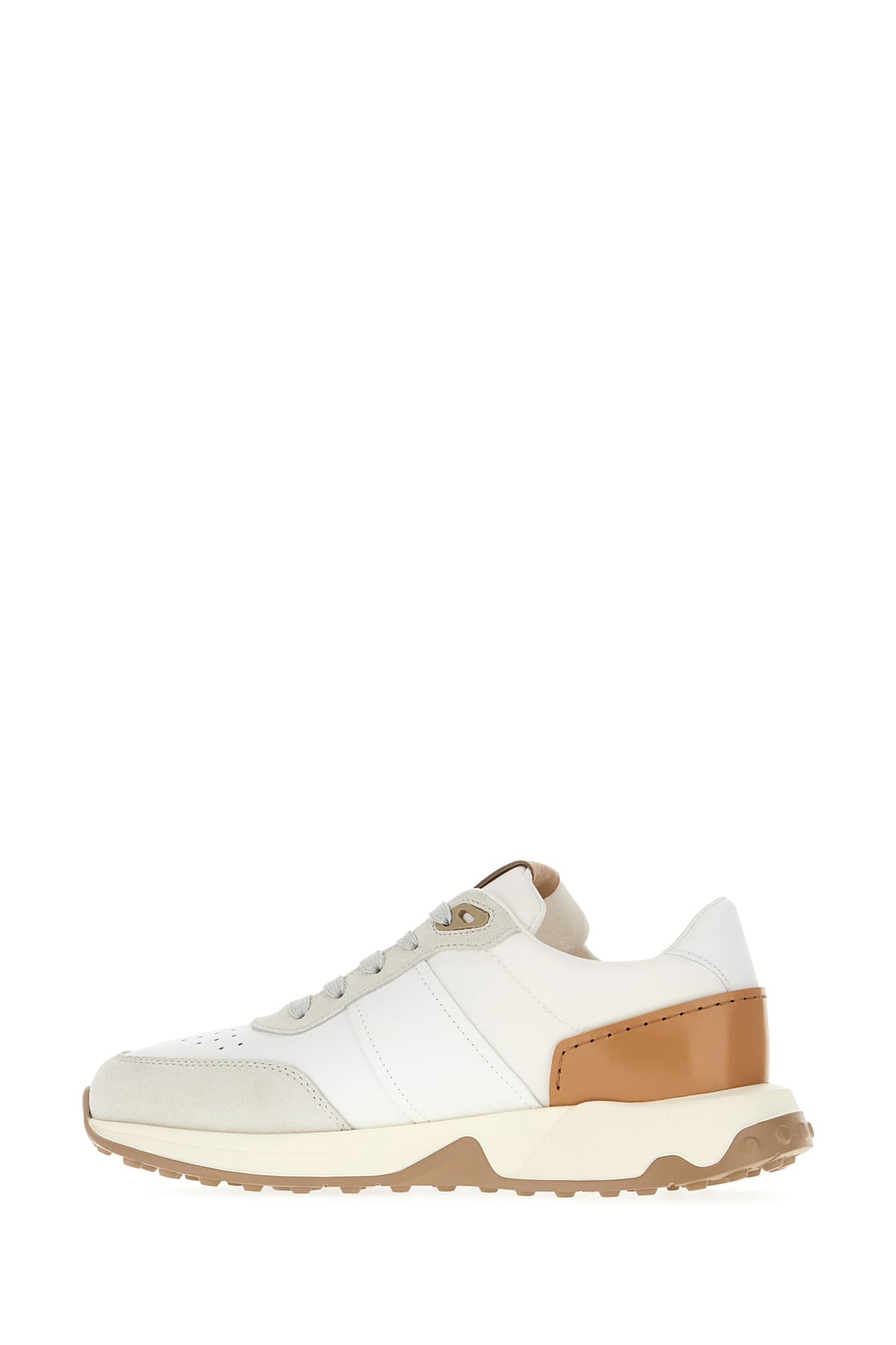 Shop Tod's Multicolor Leather And Mesh Sneakers In White Beige Brown