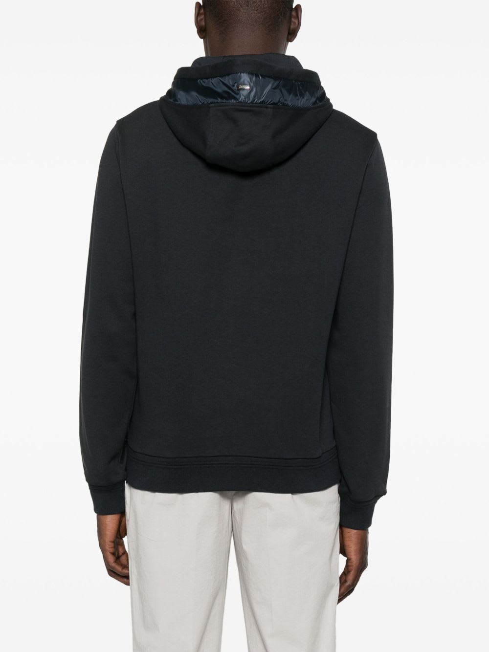 Herno Logo Cotton Hoodie In Black