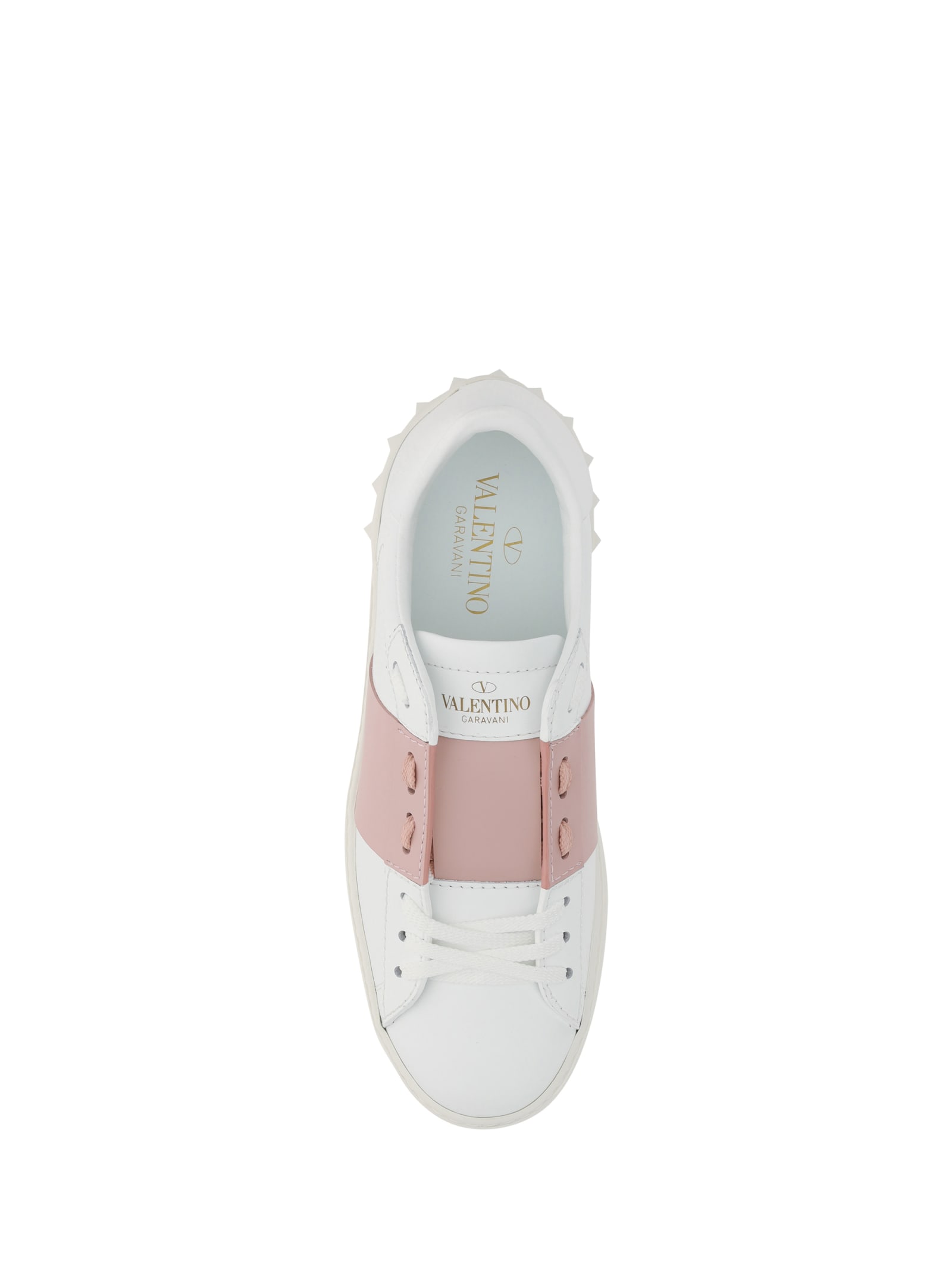 Shop Valentino Garavani Rockstud Open Sneakers In Bianco/water Rose/bianco