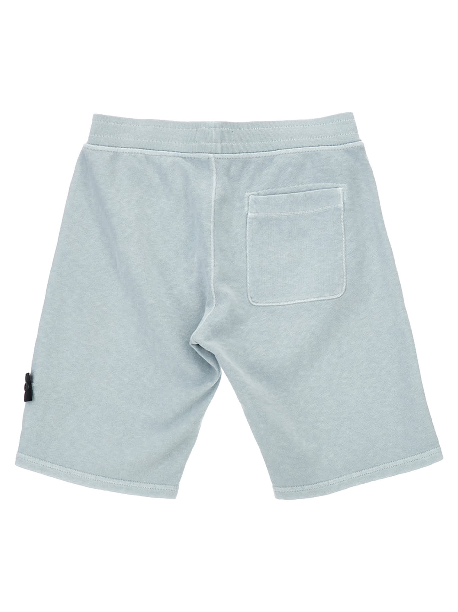 Stone Island Logo Badge Bermuda Shorts In Light Blue