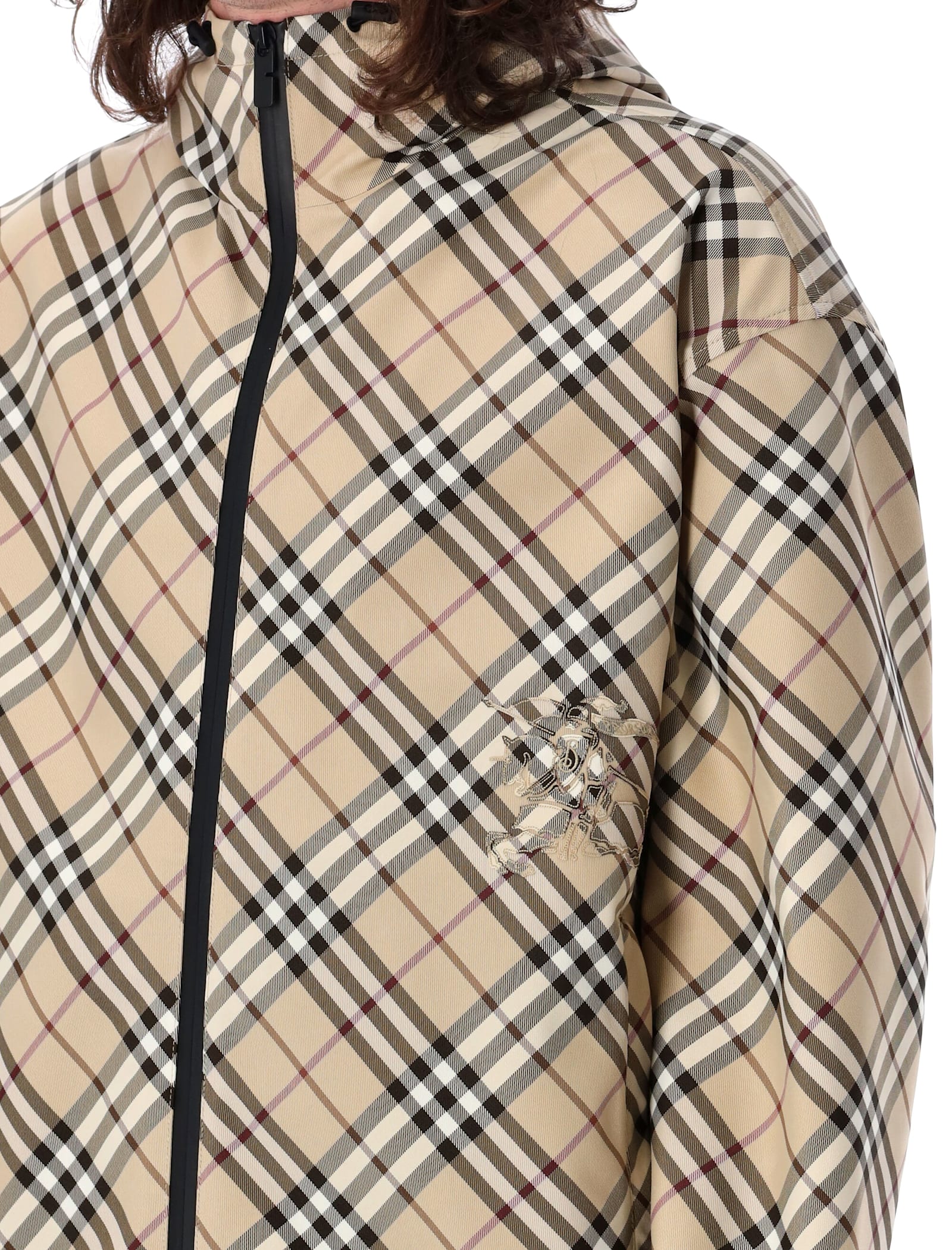 Burberry Check Twill Jacket In Brown