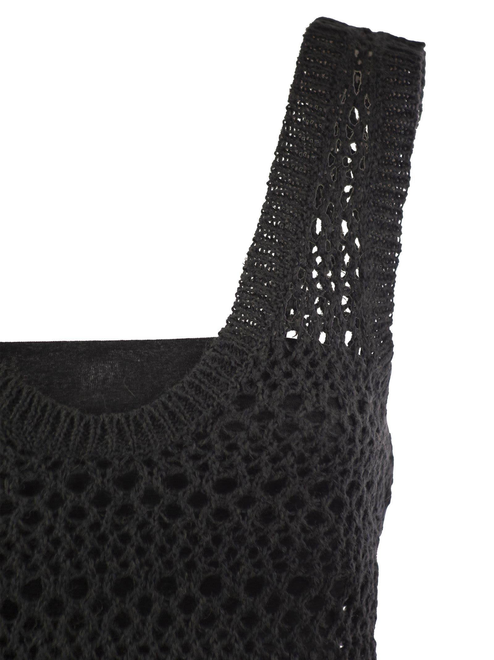 Shop Brunello Cucinelli Net Knitted Linen And Silk Top In Anthracite
