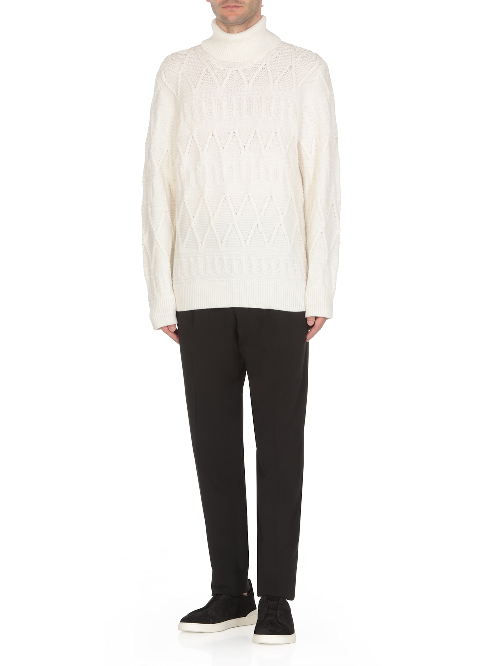 Shop Zegna Wool Sweater In Ivory