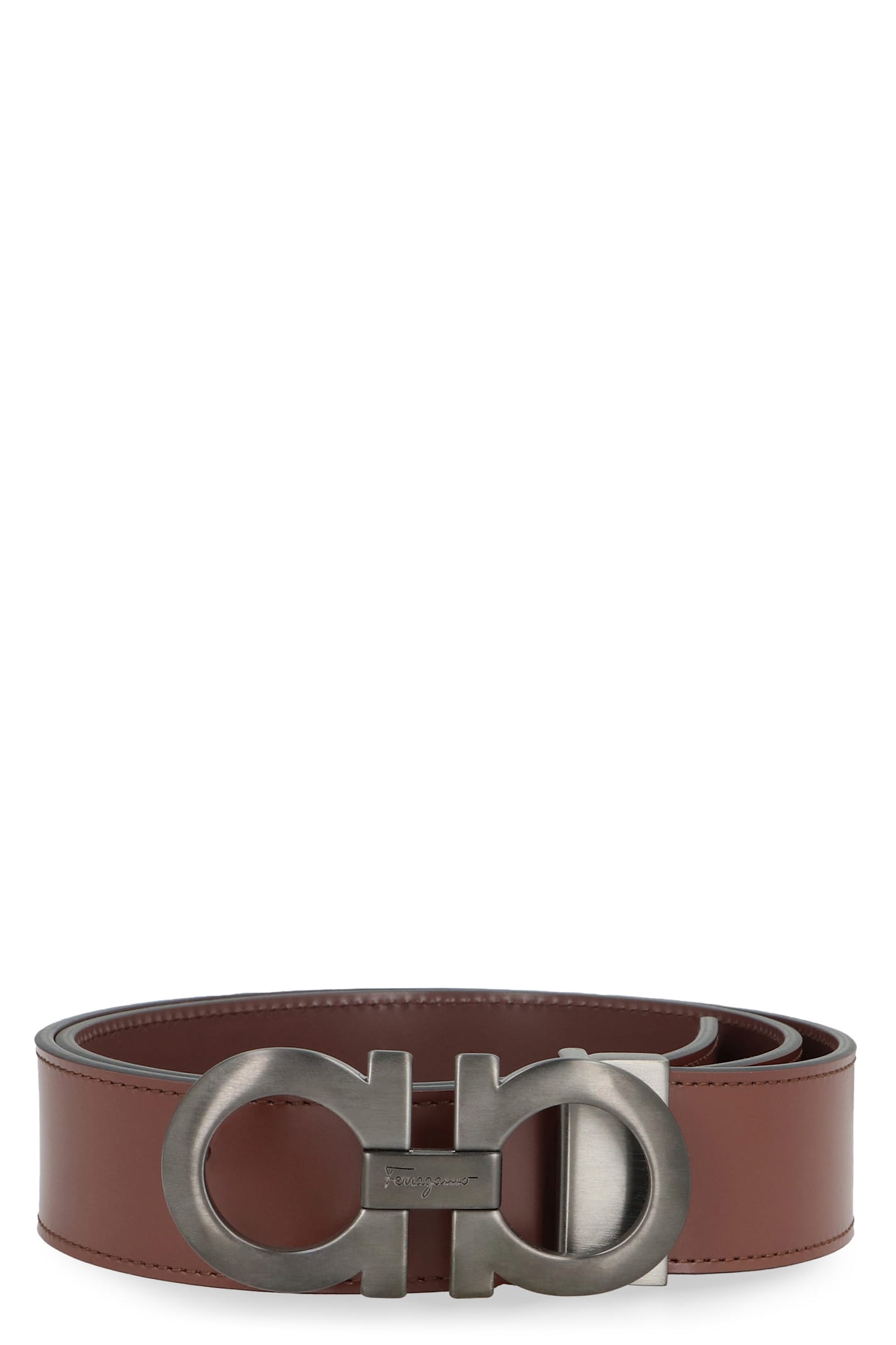 Shop Ferragamo Reversible Leather Belt In Brown