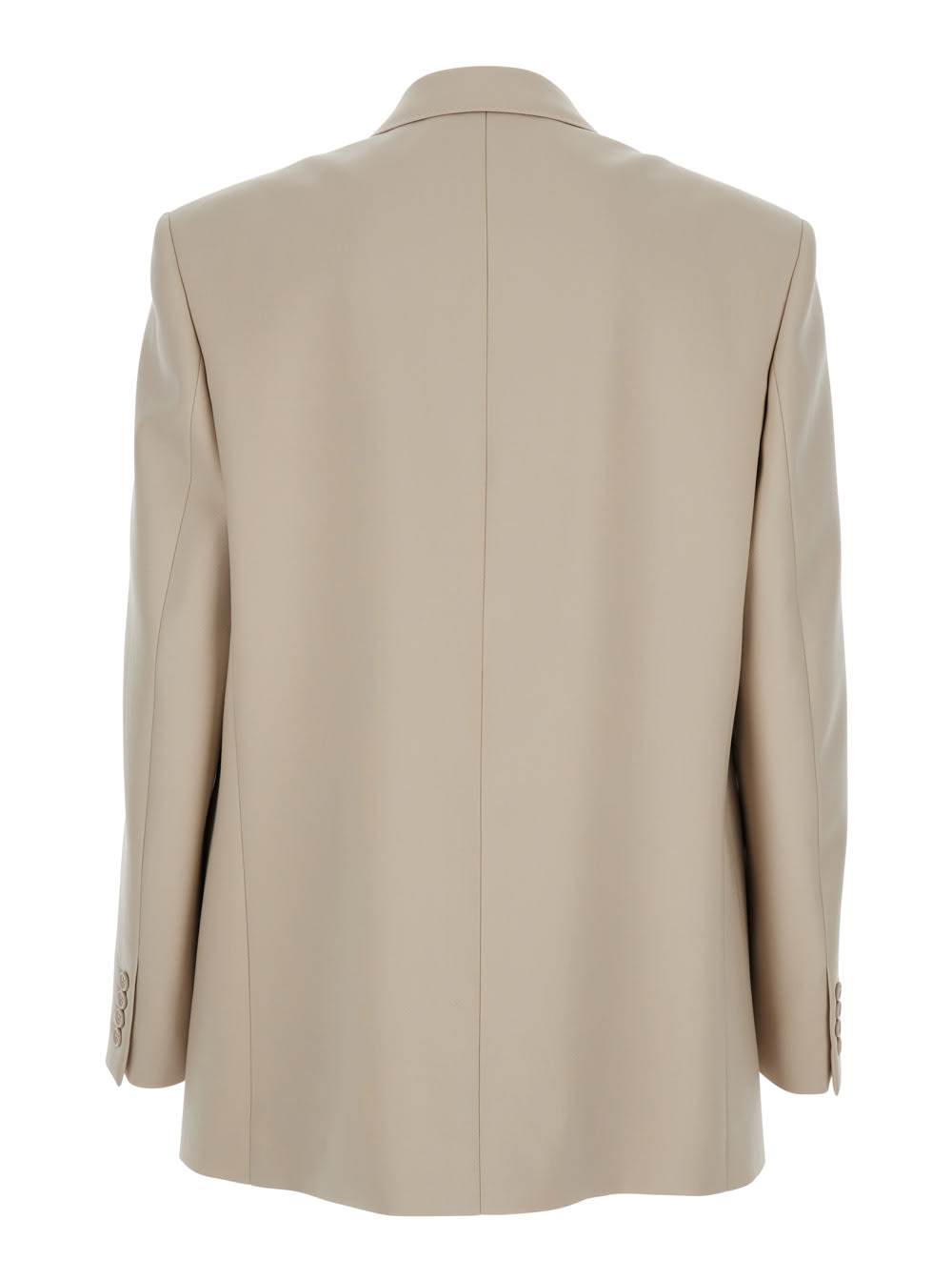 Saint Laurent Beige Double-breasted Jacket With Peak Revers In Wool Man In Beige