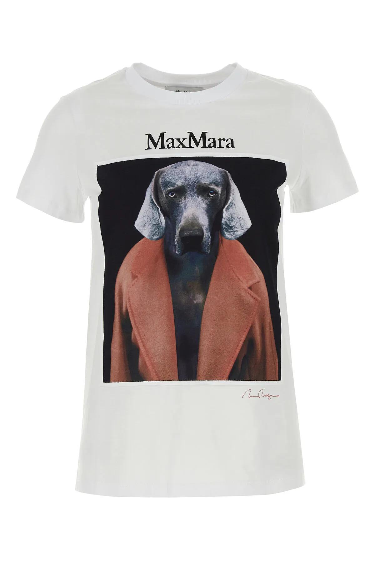 Shop Max Mara White Cotton Cipria T-shirt In Pink