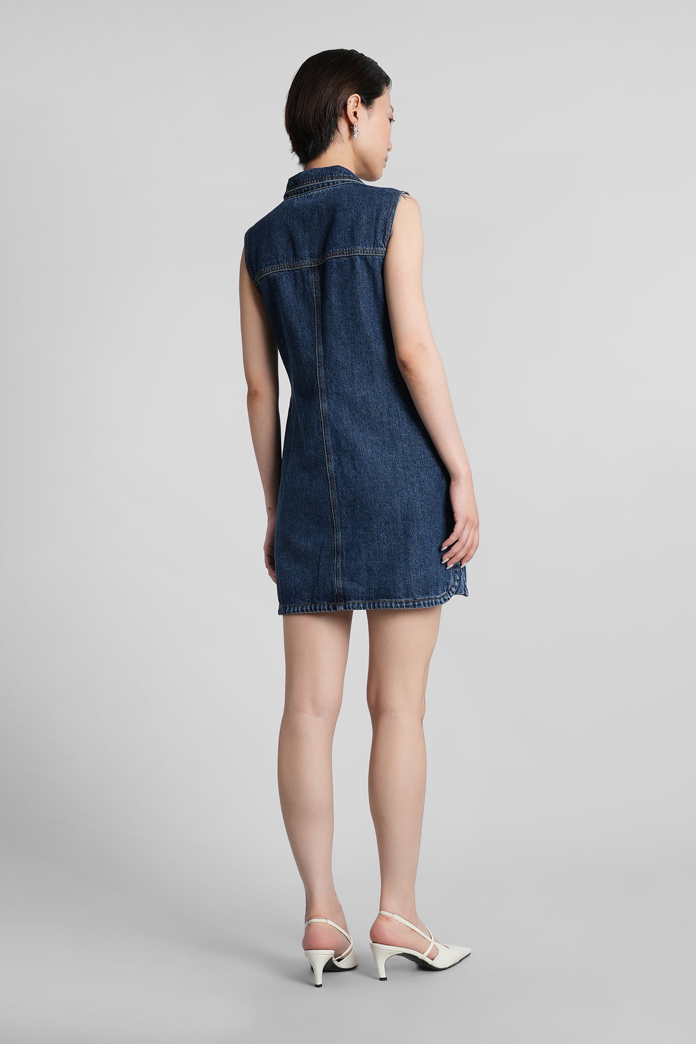 Self-portrait Self Portrait Women Denim Sleeveless Mini Dress In Blue
