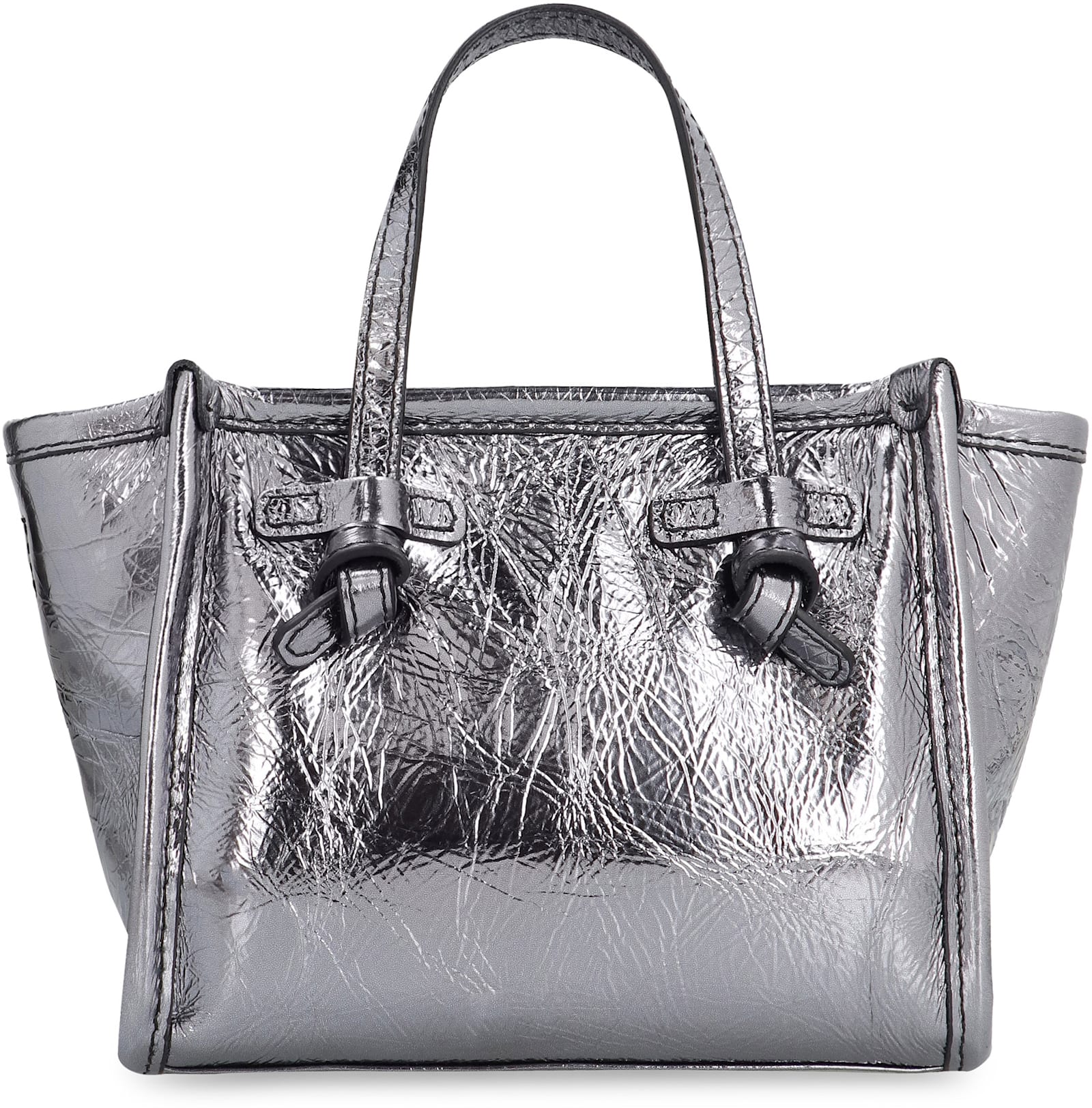 Shop Gianni Chiarini Marcella Smooth Leather Tote Bag In Silver