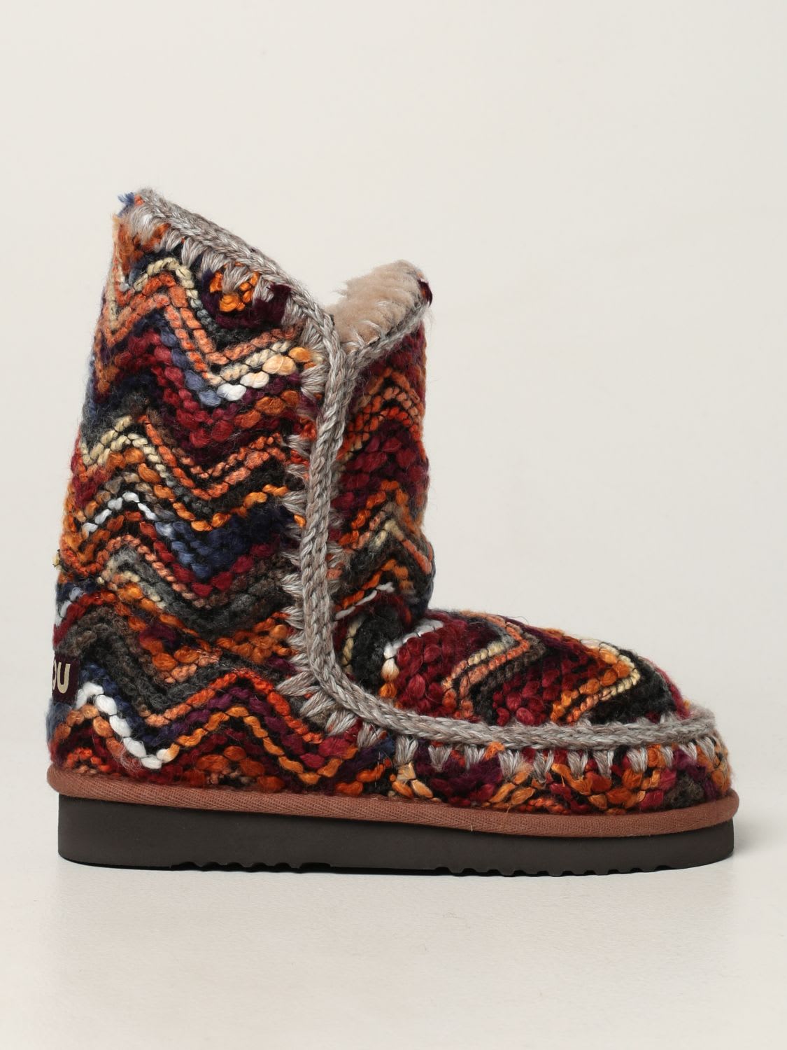 Mou Flat Booties Eskimo Mou Ankle Boots In Jacquard Wool