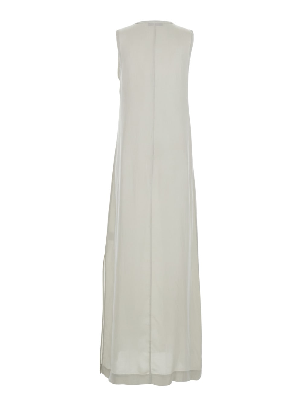 Jucca White Long Dress With U-neck And Back Closure