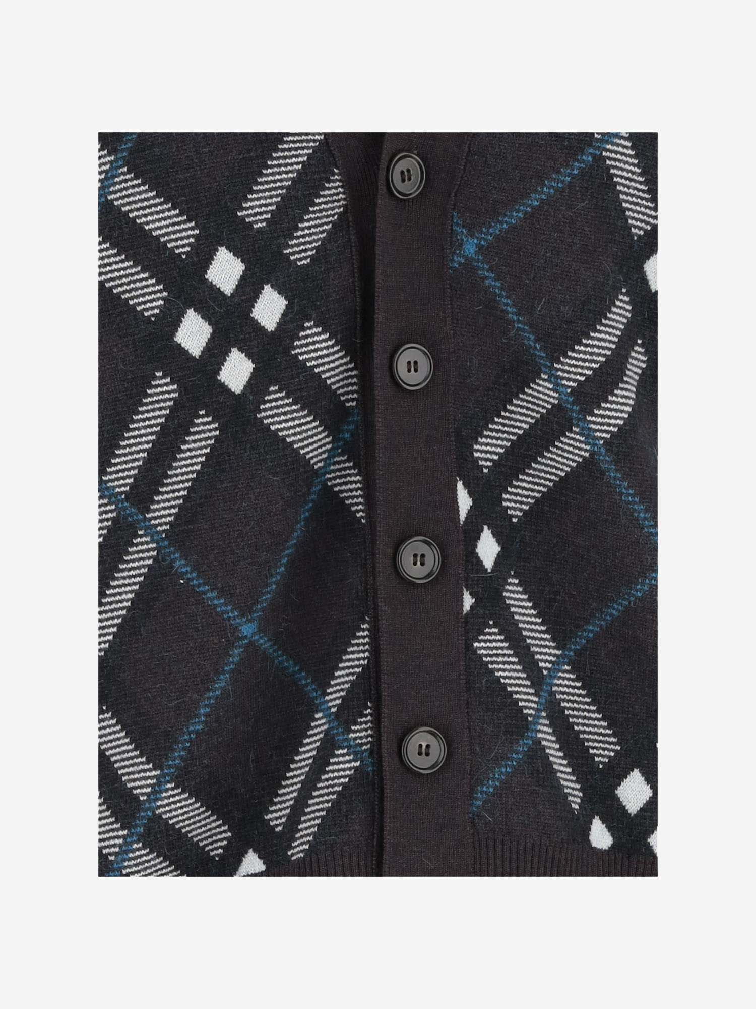 Shop Burberry Wool Blend Cardigan With Check Pattern In Snug Ip Check