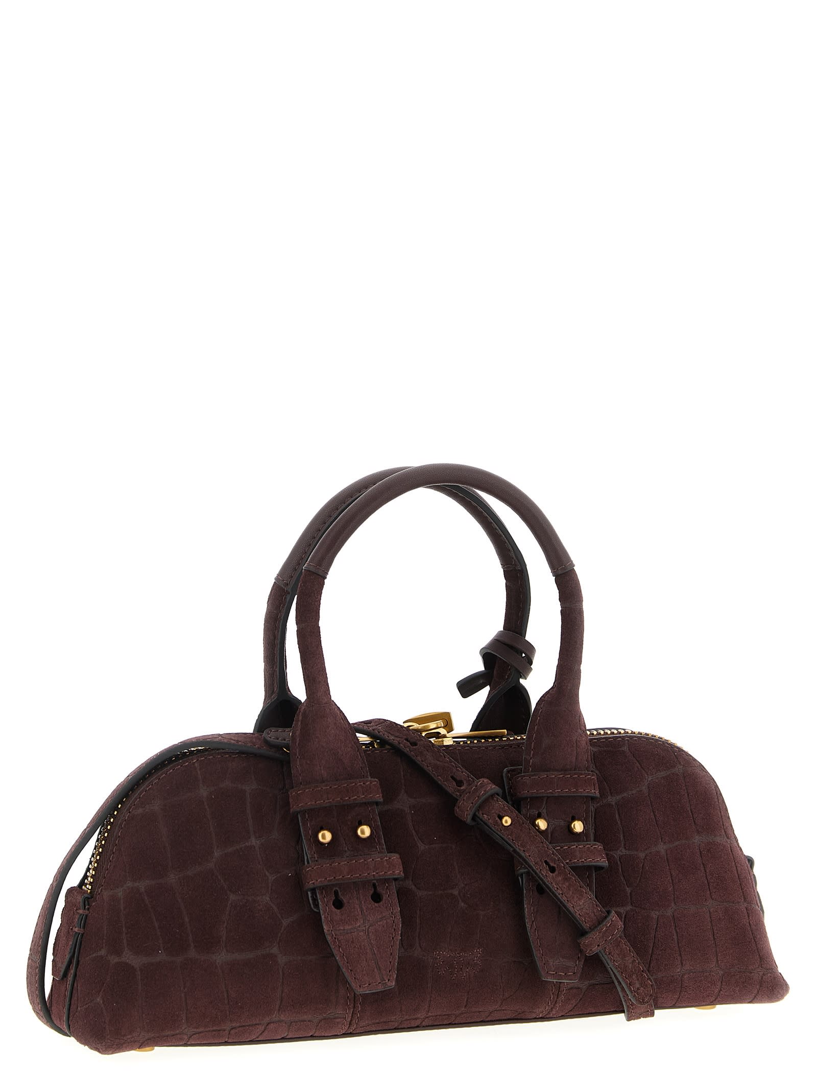 Pinko Escape Baguette Coconut Print Love Birds Handbag In Burgundy