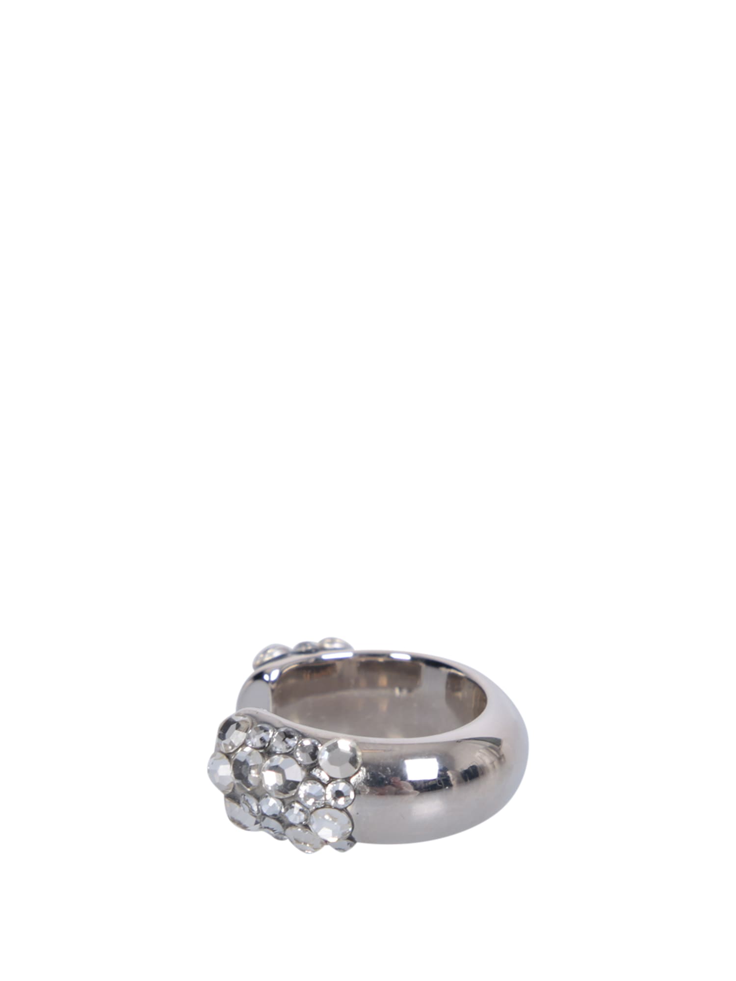 Shop Sunnei Silver Rhinestone Ring In Metallic
