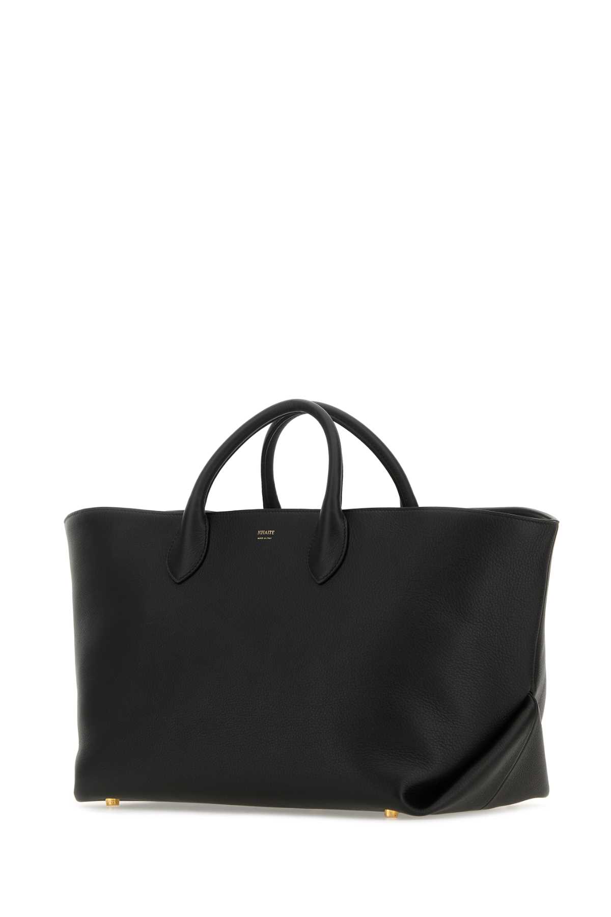 Shop Khaite Black Leather Amelia Shopping Bag
