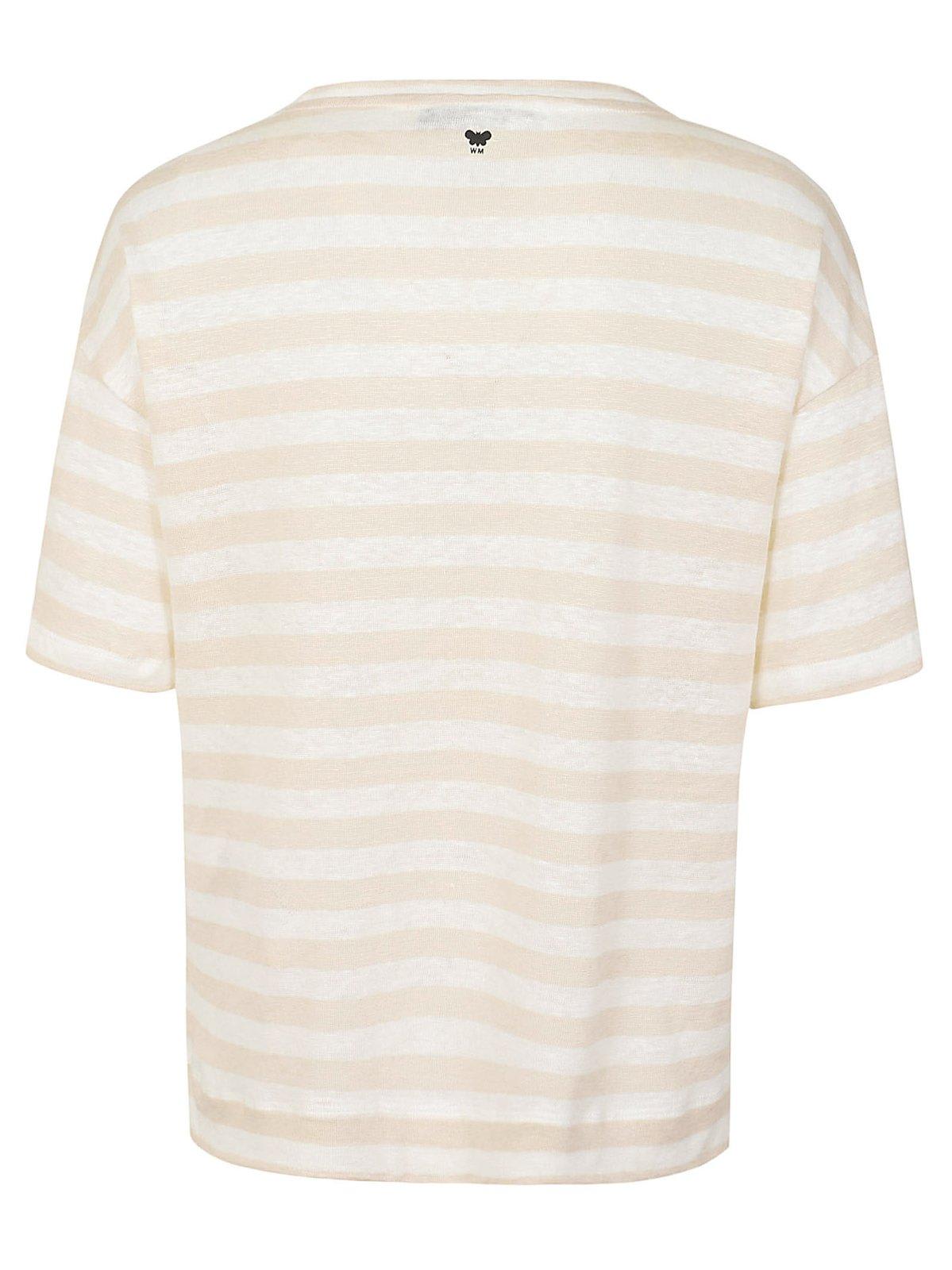 Shop Weekend Max Mara Striped Crewneck T-shirt In Beige