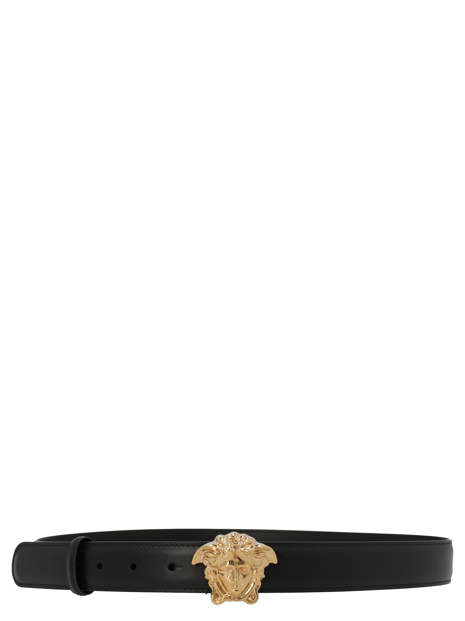 Versace La Medusa Leather Belt, Male, White, 80