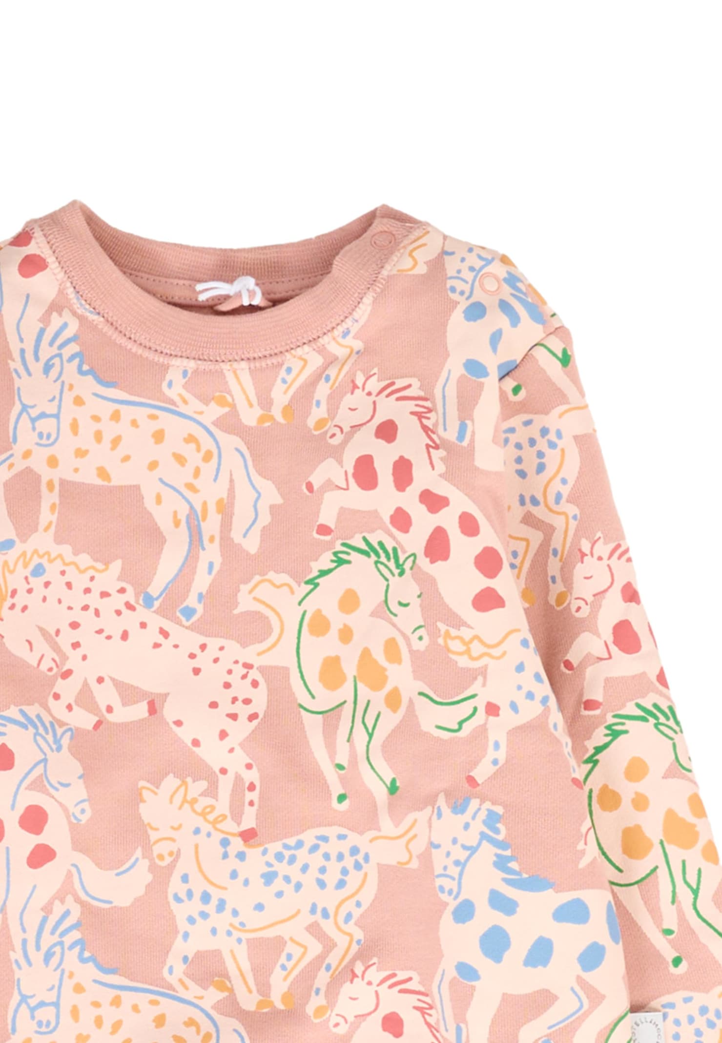 Stella Mccartney Pink Set For Baby Girl With Horses In Multi