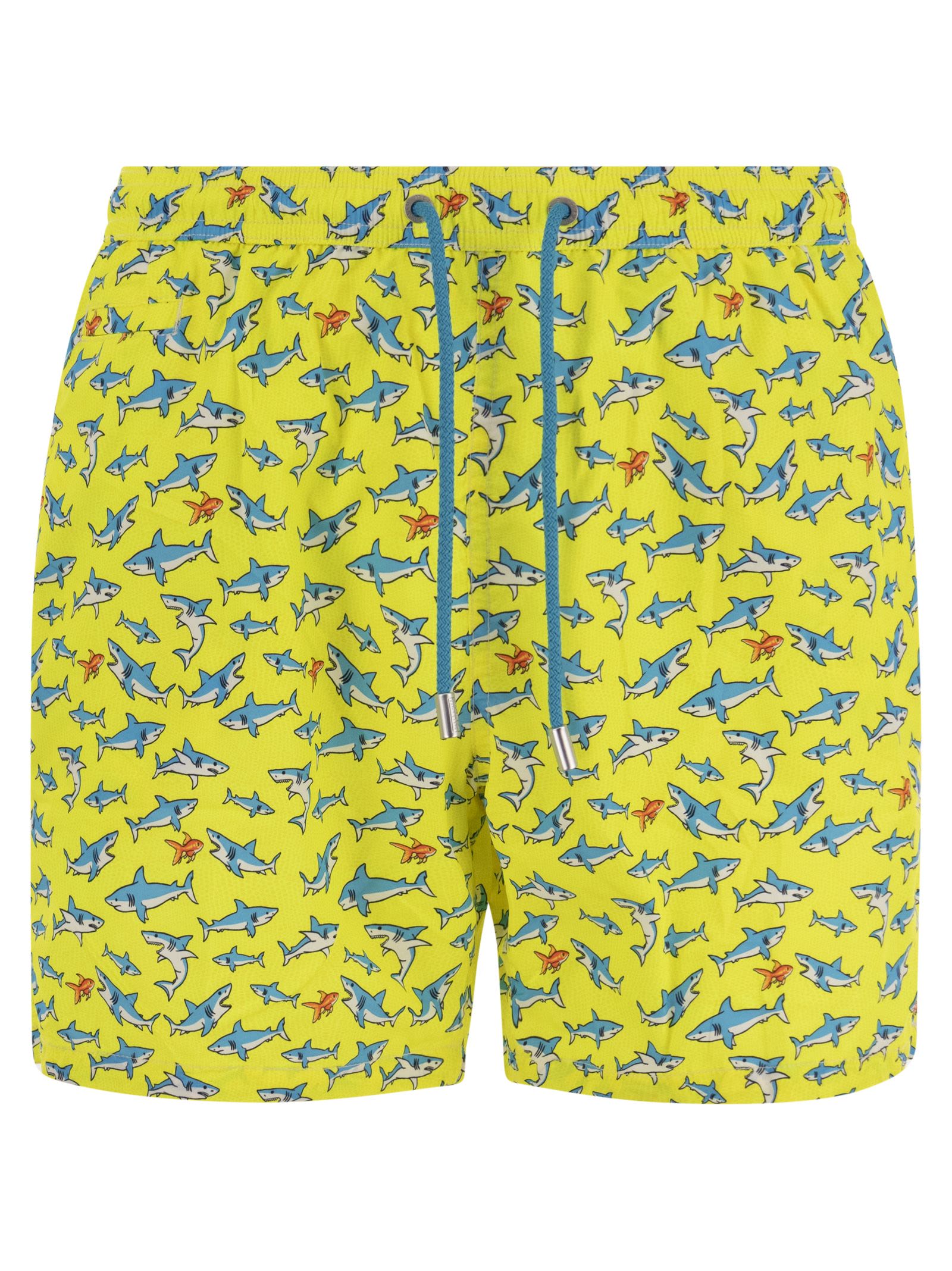 Shop Mc2 Saint Barth Lightweight Fabric Swim Boxer Shorts With Print In Yellow