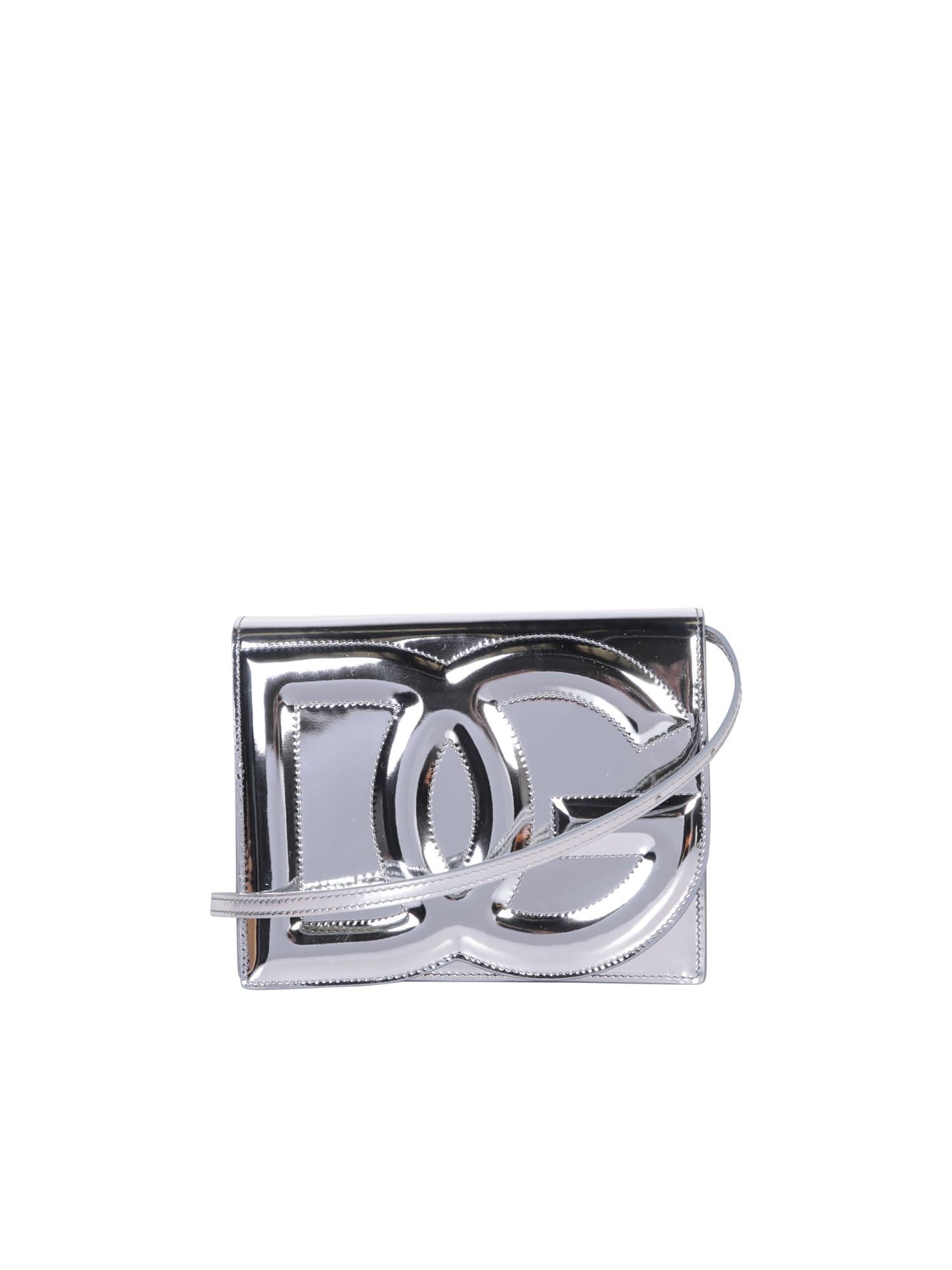 Dolce & Gabbana Dg Logo Silver Cross-body Bag In Metallic