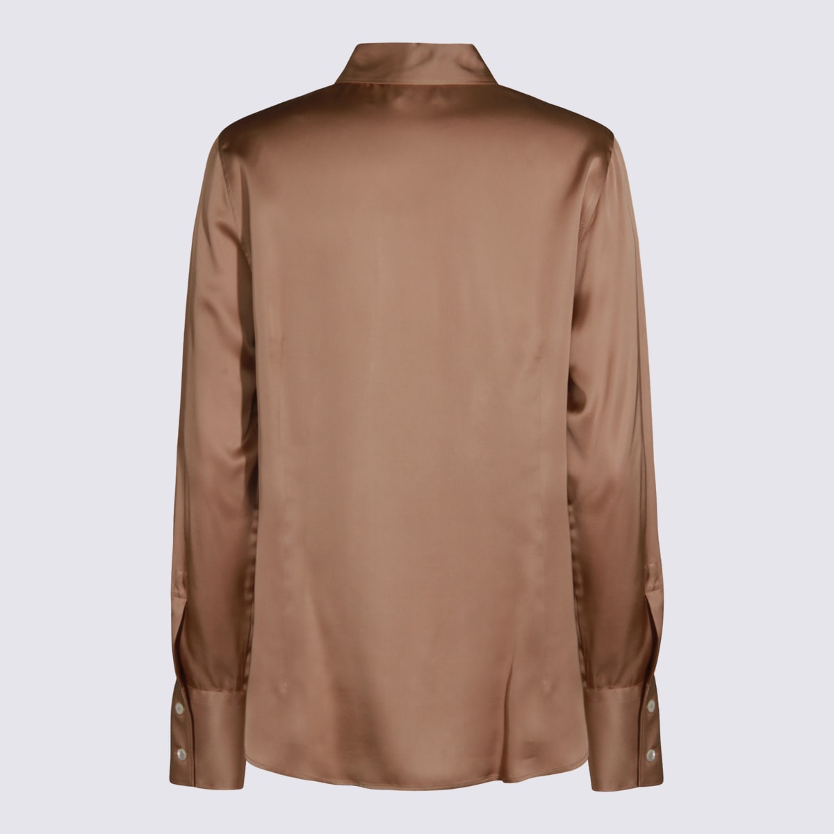Glanshirt Satin-effect Long-sleeve Shirt In Brown