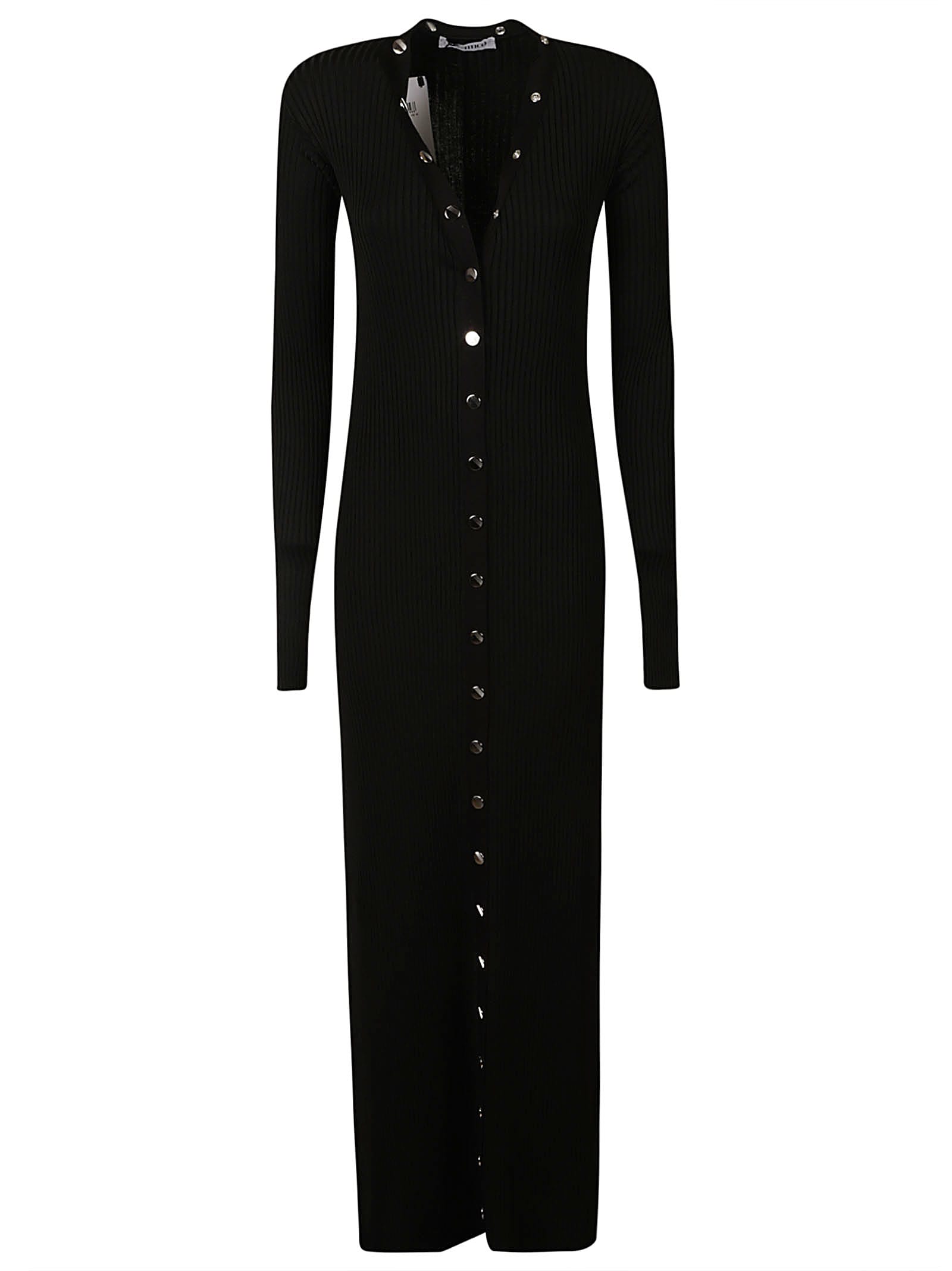 Shop Attico Longsleeve Studded Long Dress In Black