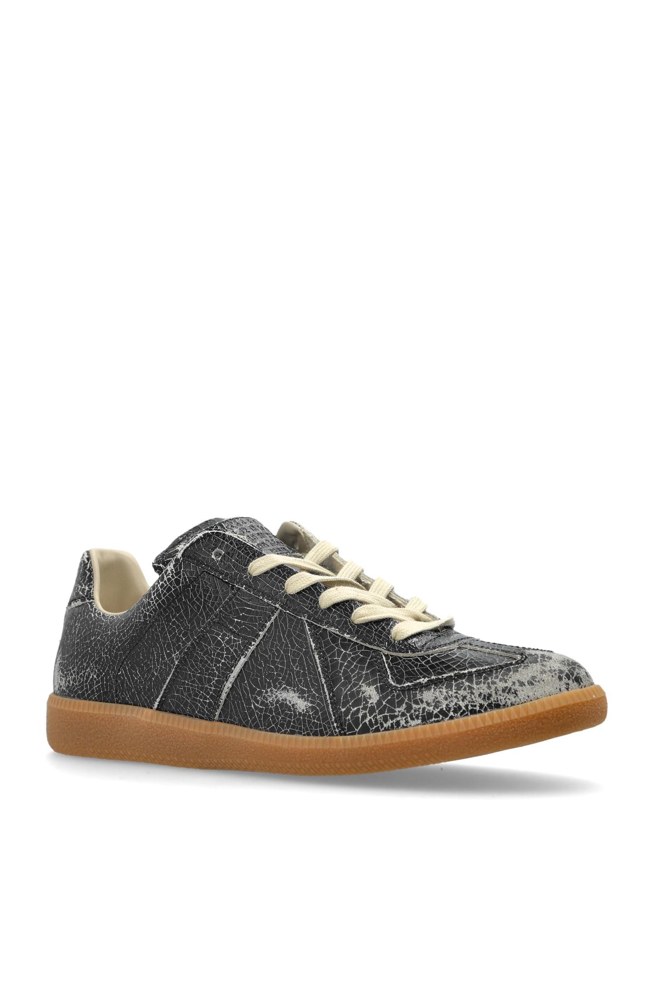 Maison Margiela Replica Sneakers Made Of Shiny Coated Leather In Black