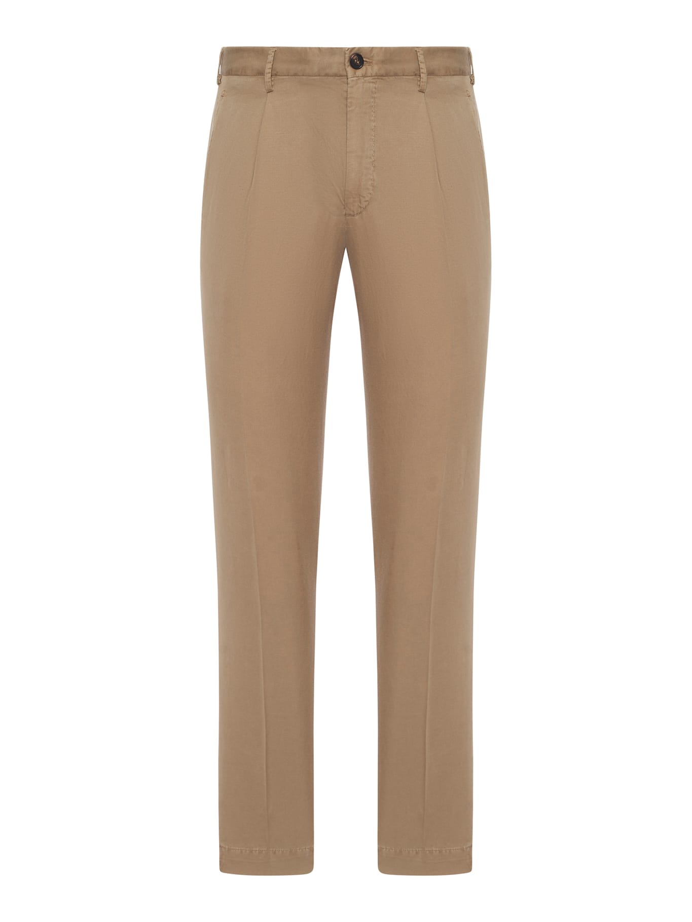 Incotex Chino Trousers With Linen And Cotton Pleats