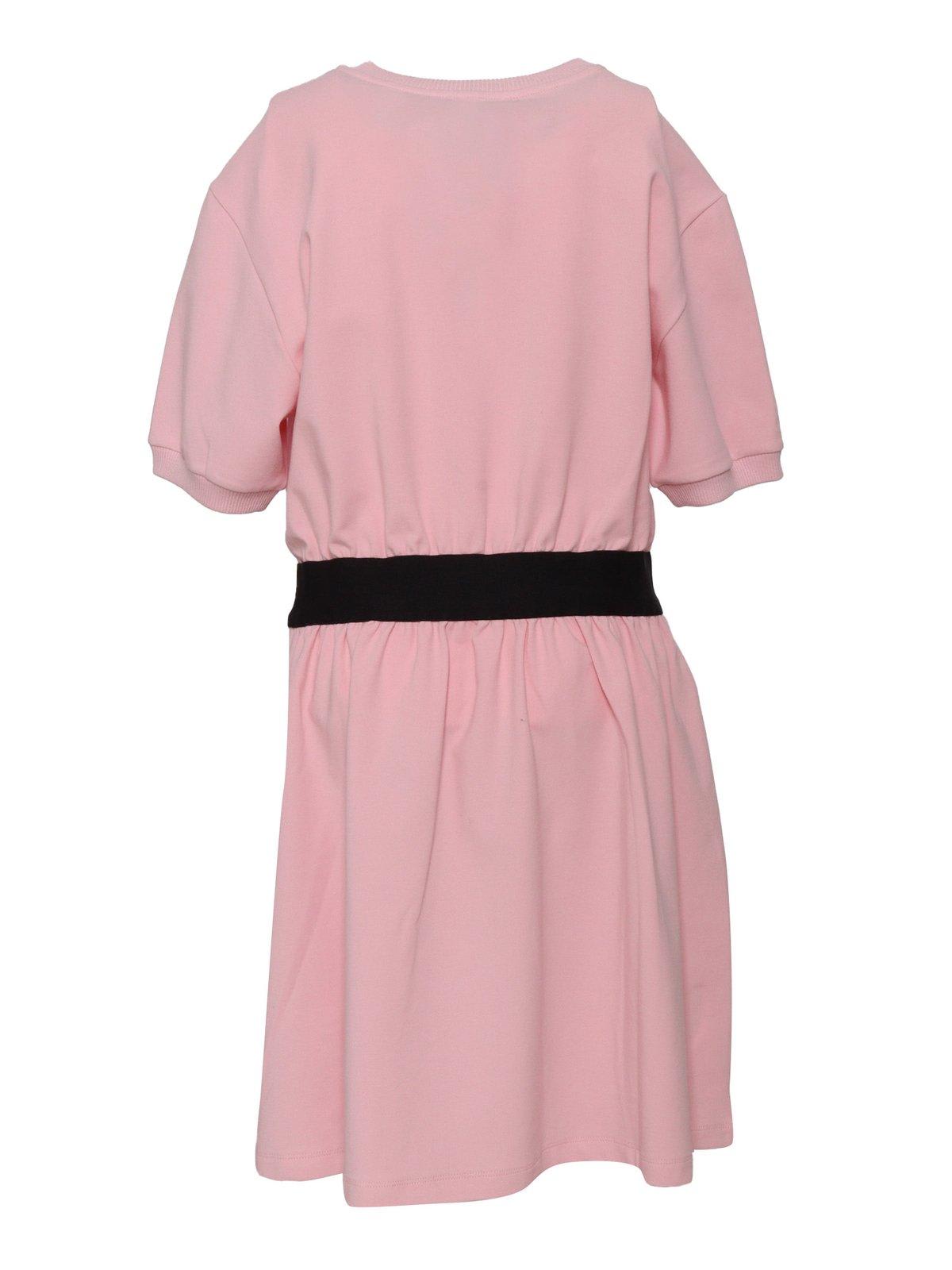 Shop Dolce & Gabbana Logo-patch Flared Dress In Pink