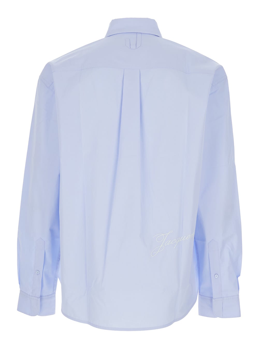 Jacquemus Simon Light Blue Shirt With Logo Lettering On The Front In Cotton Man In Blue