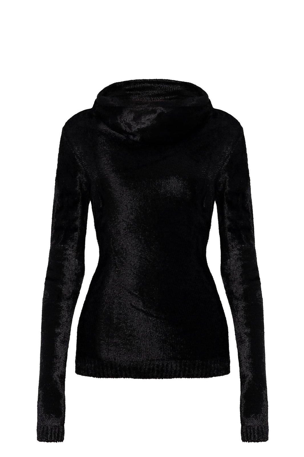 Shop Alaïa Shiny Velvet Hood Top In Black
