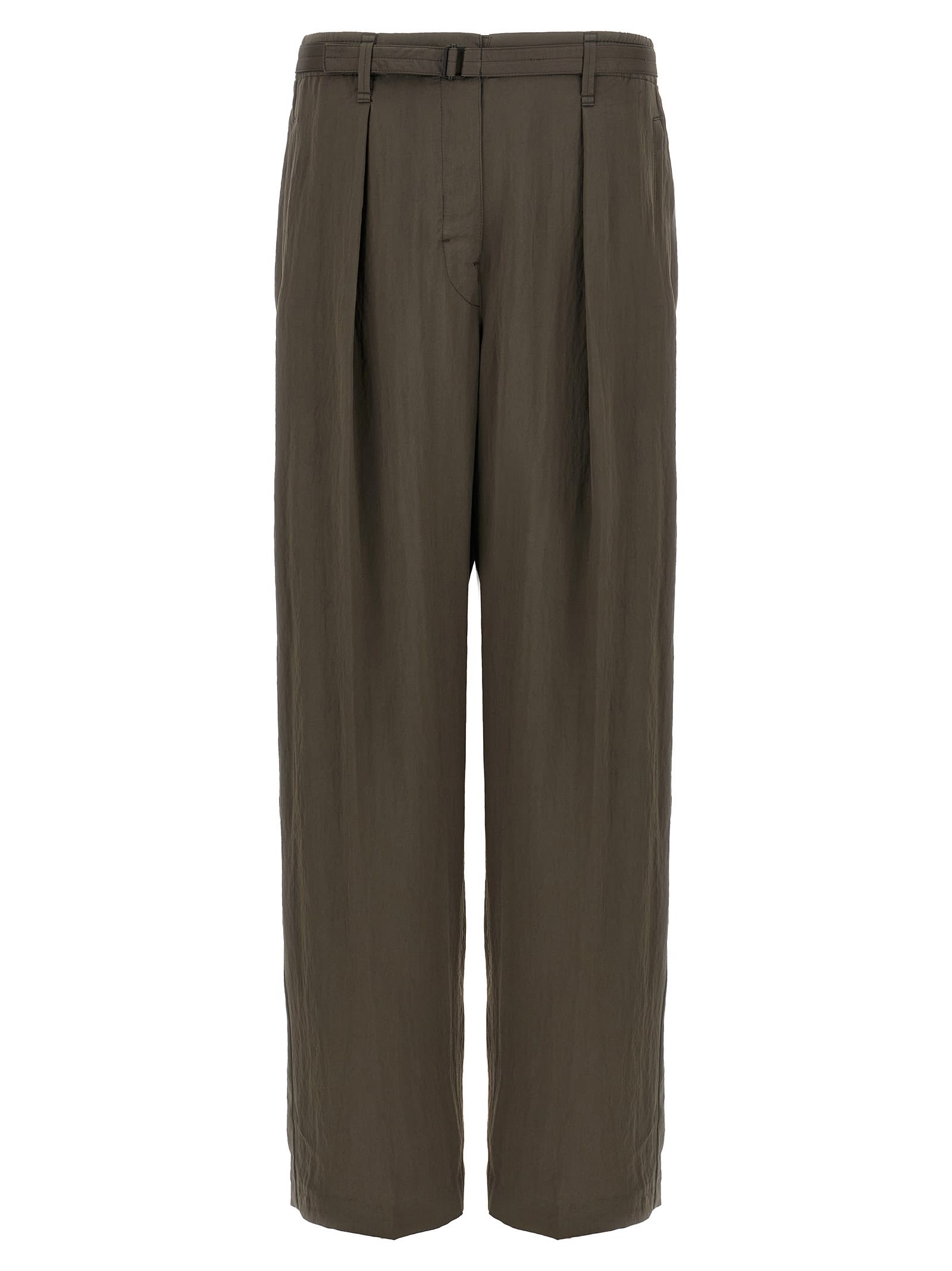 Lemaire Pleated Waistband Trousers With Practical Pockets In Brown