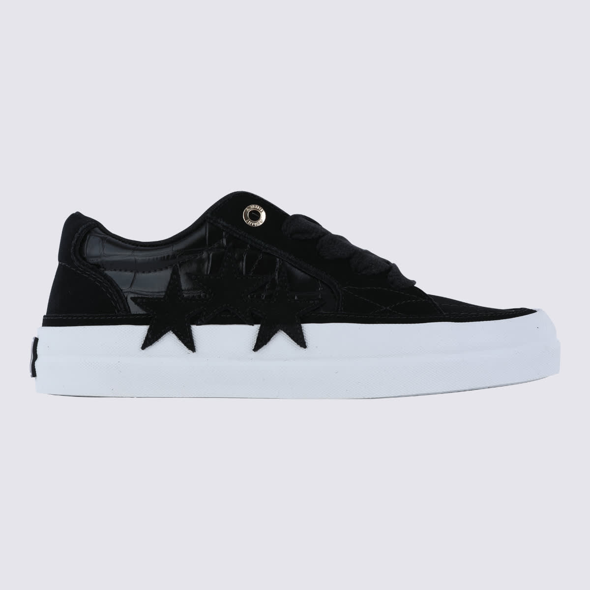 Amiri Sunset Skate Crocodile-effect Suede Sneakers In Black