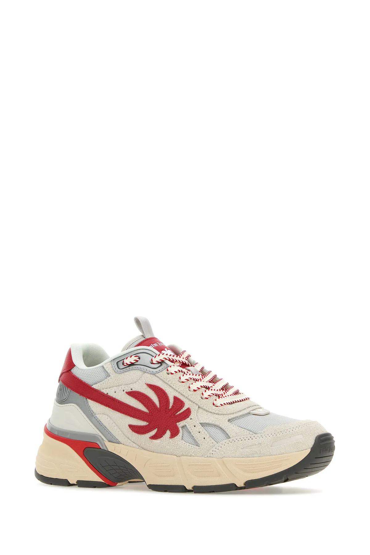 Shop Palm Angels Multicolor Leather And Fabric Pa 4 Sneakers In Neutrals/red