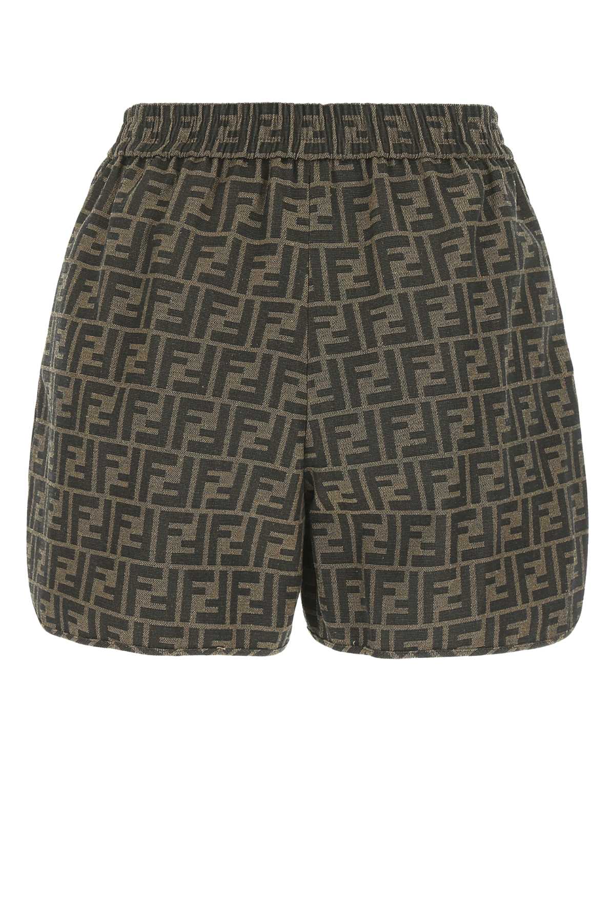 Shop Fendi Embroidered Polyester Blend Shorts In F118w