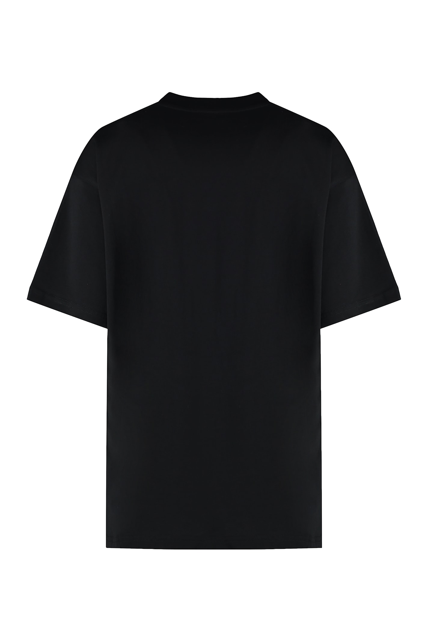 Shop Moschino Cotton Crew-neck T-shirt In Black