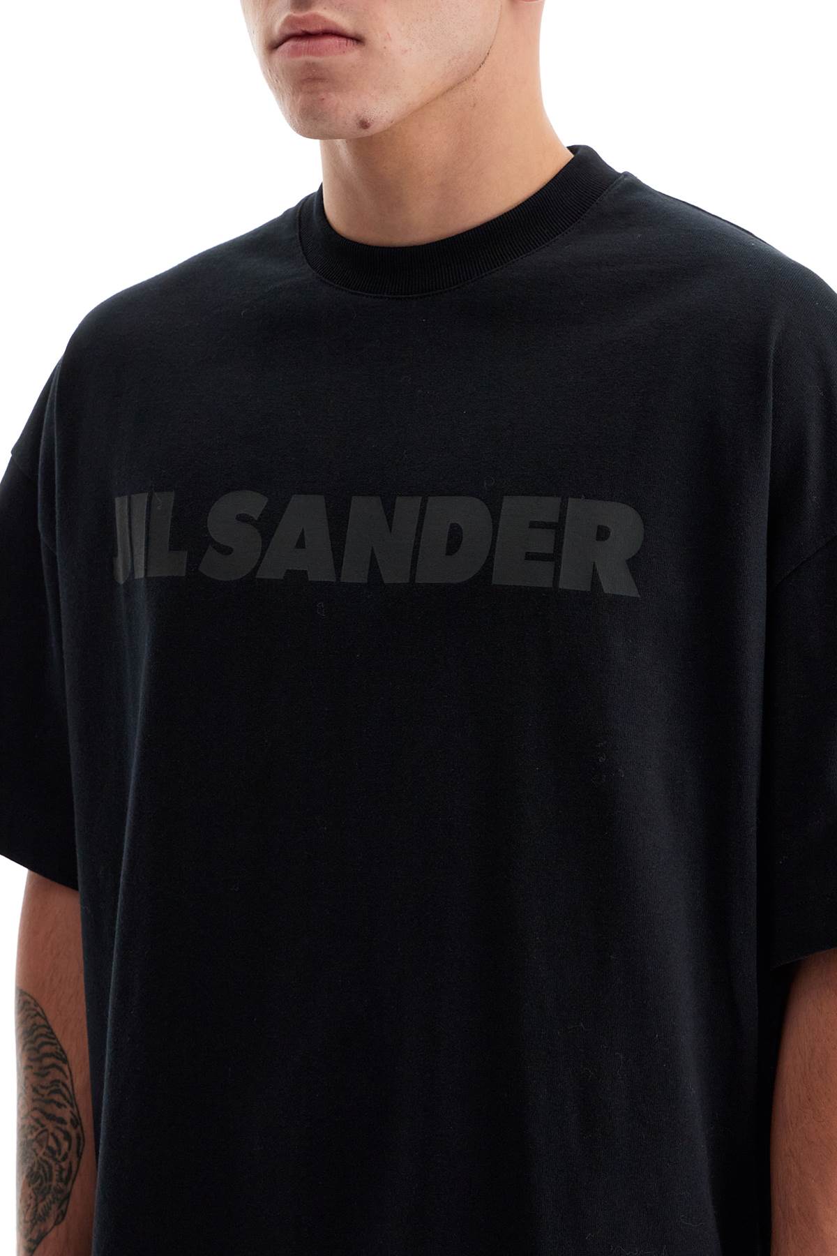 Shop Jil Sander Logo Print Boxy T-shirt In Black (black)