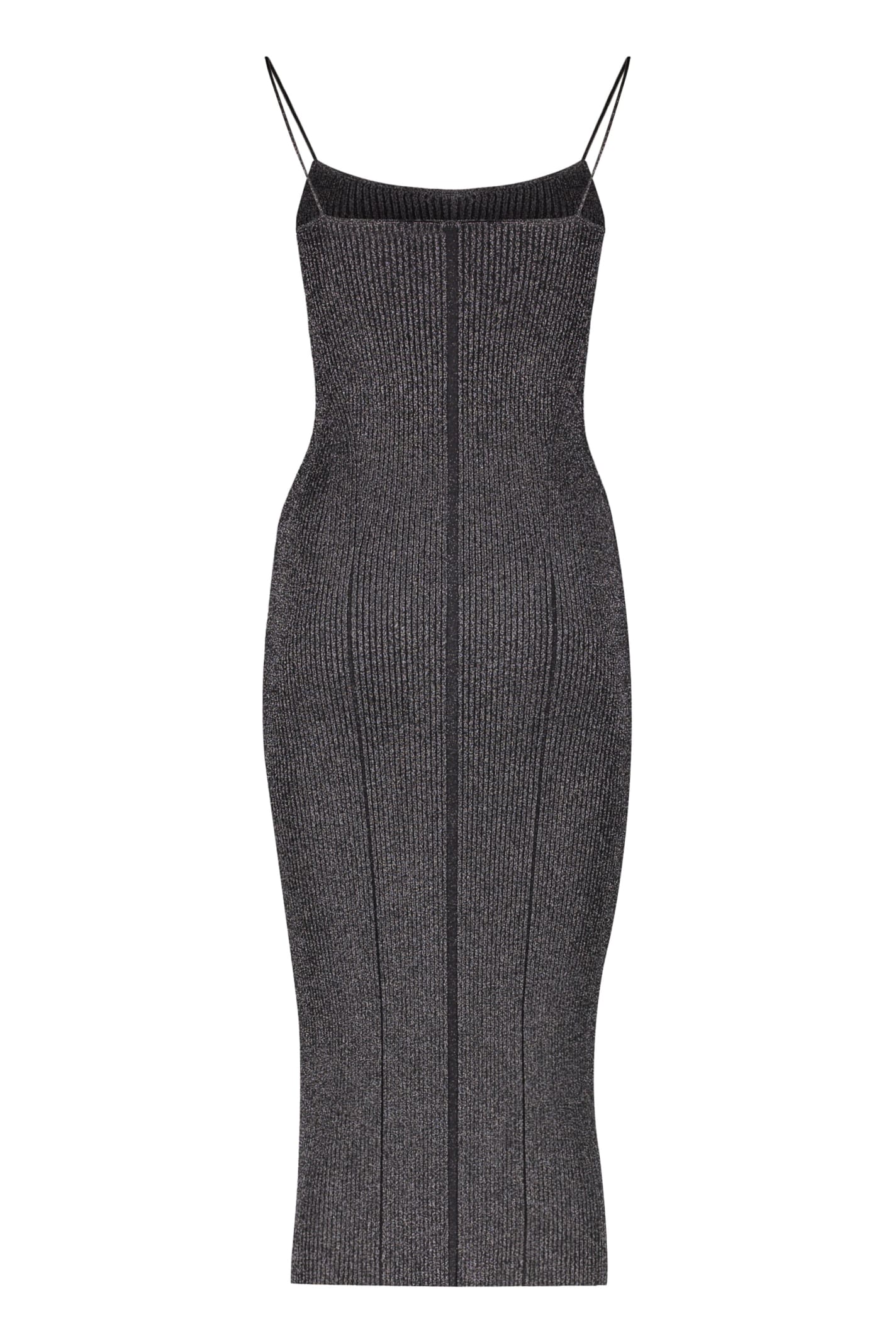 Shop Khaite Pilar Ribbed Knit Midi Dress In Grey