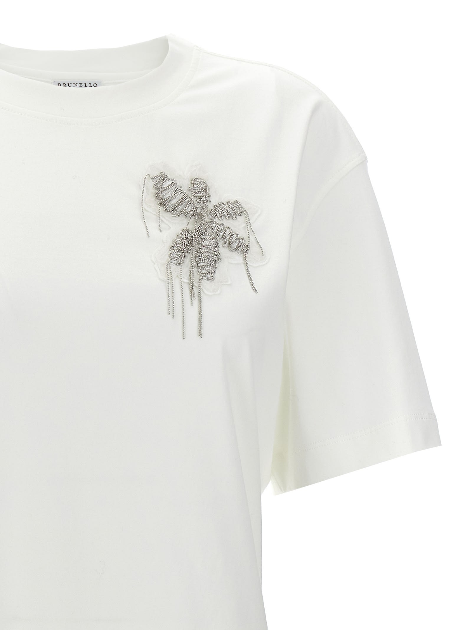 Shop Brunello Cucinelli Monile Flower T-shirt In White