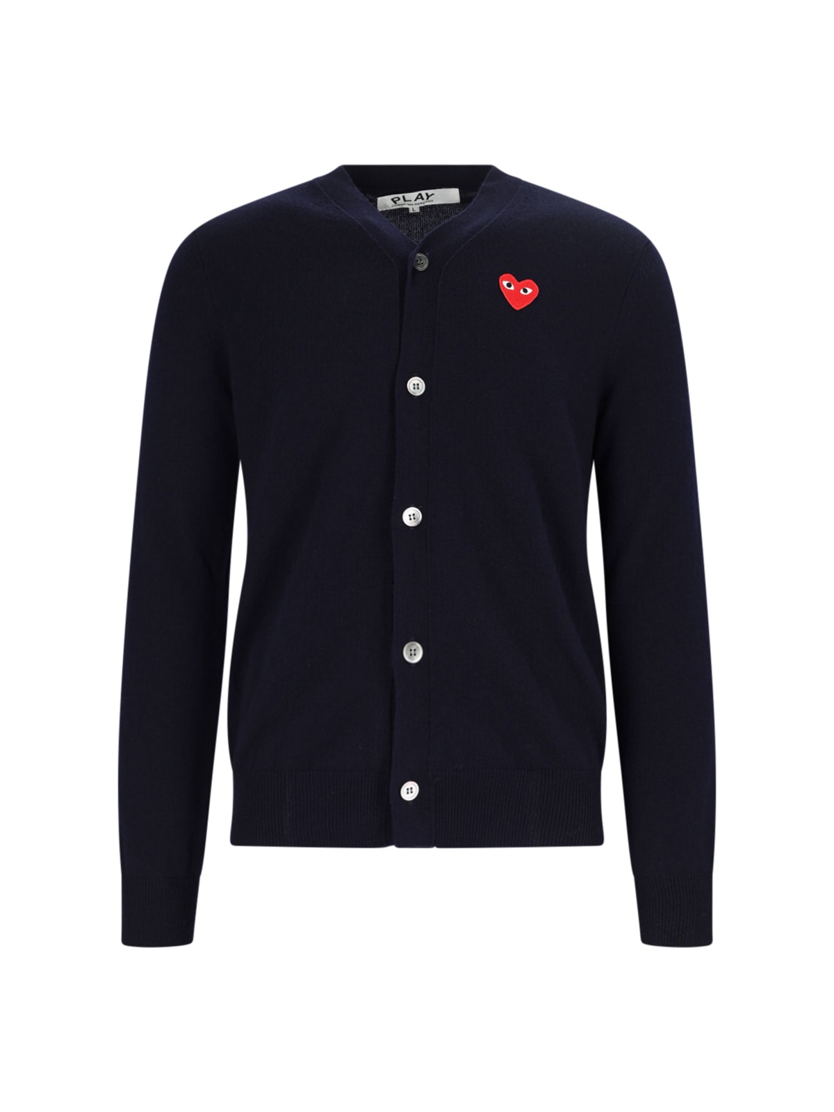 Comme Des Garçons Play Logo Cardigan In Blue