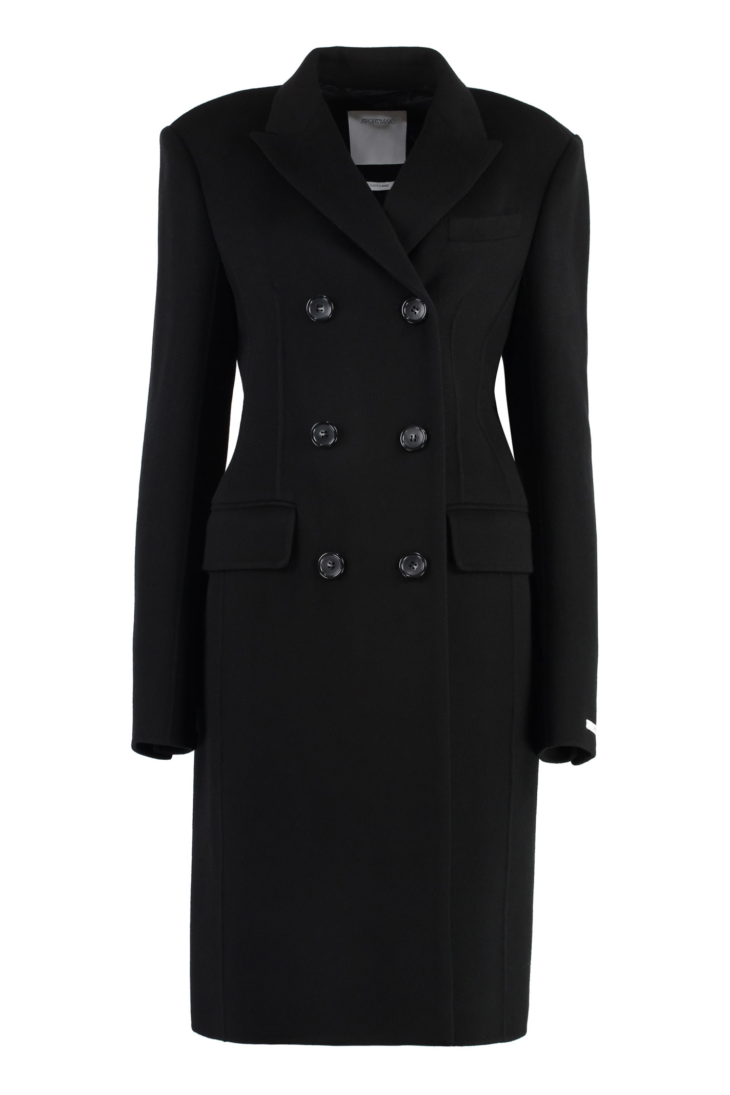 Shop Sportmax Morgana Double-breasted Wool Coat In Black