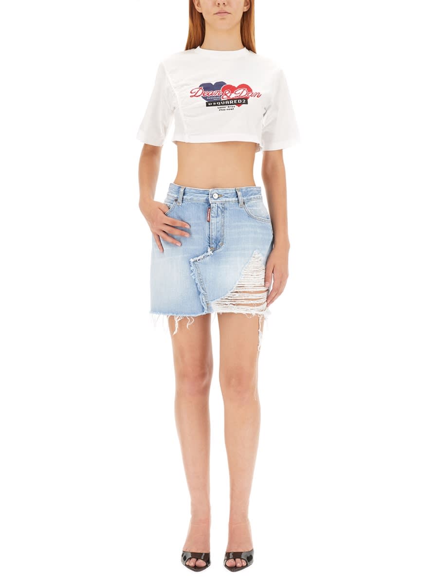 Shop Dsquared2 Cropped Fit T-shirt In White