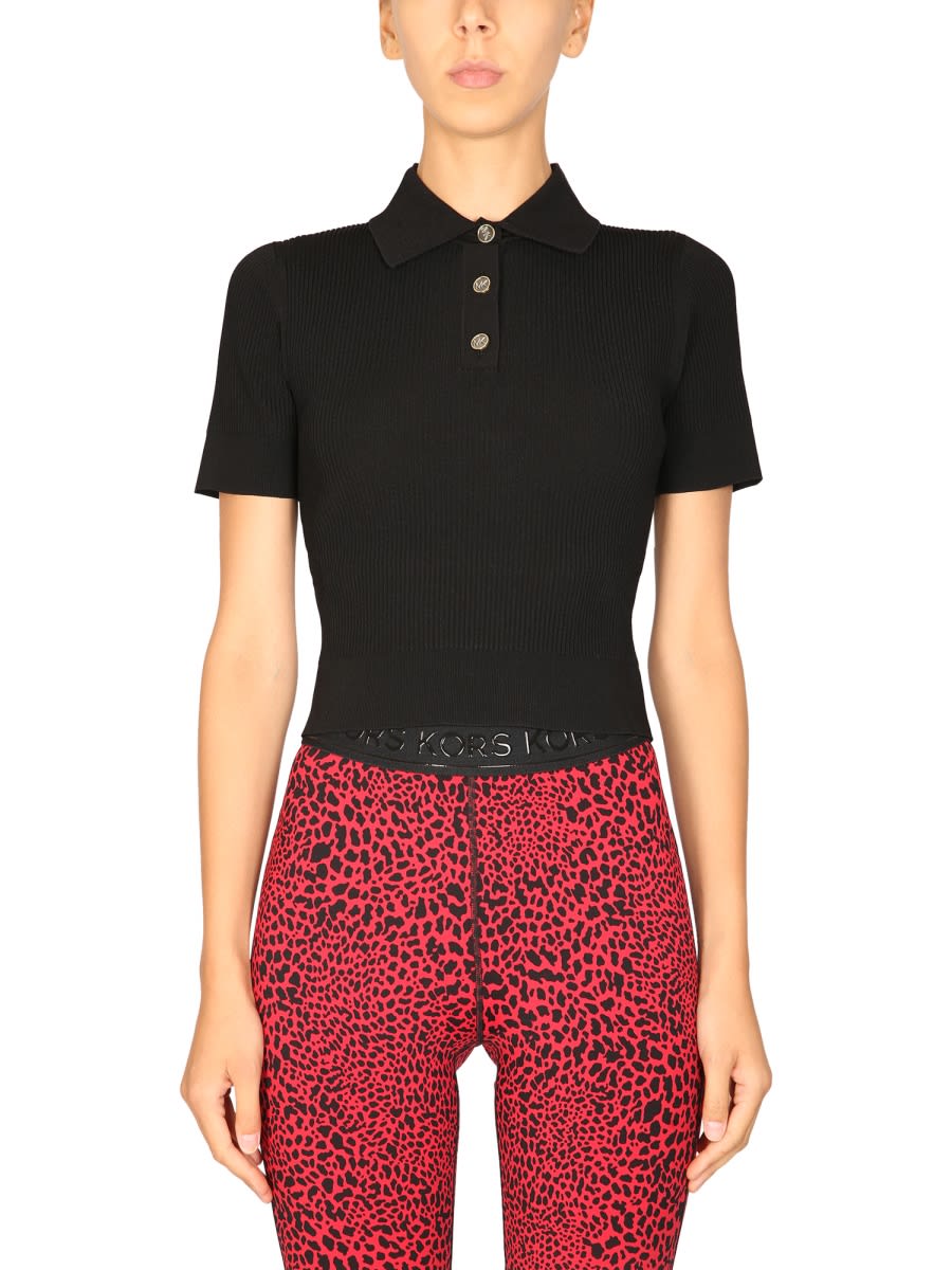 Shop Michael Kors Polo Shirt With Logo Buttons In Black