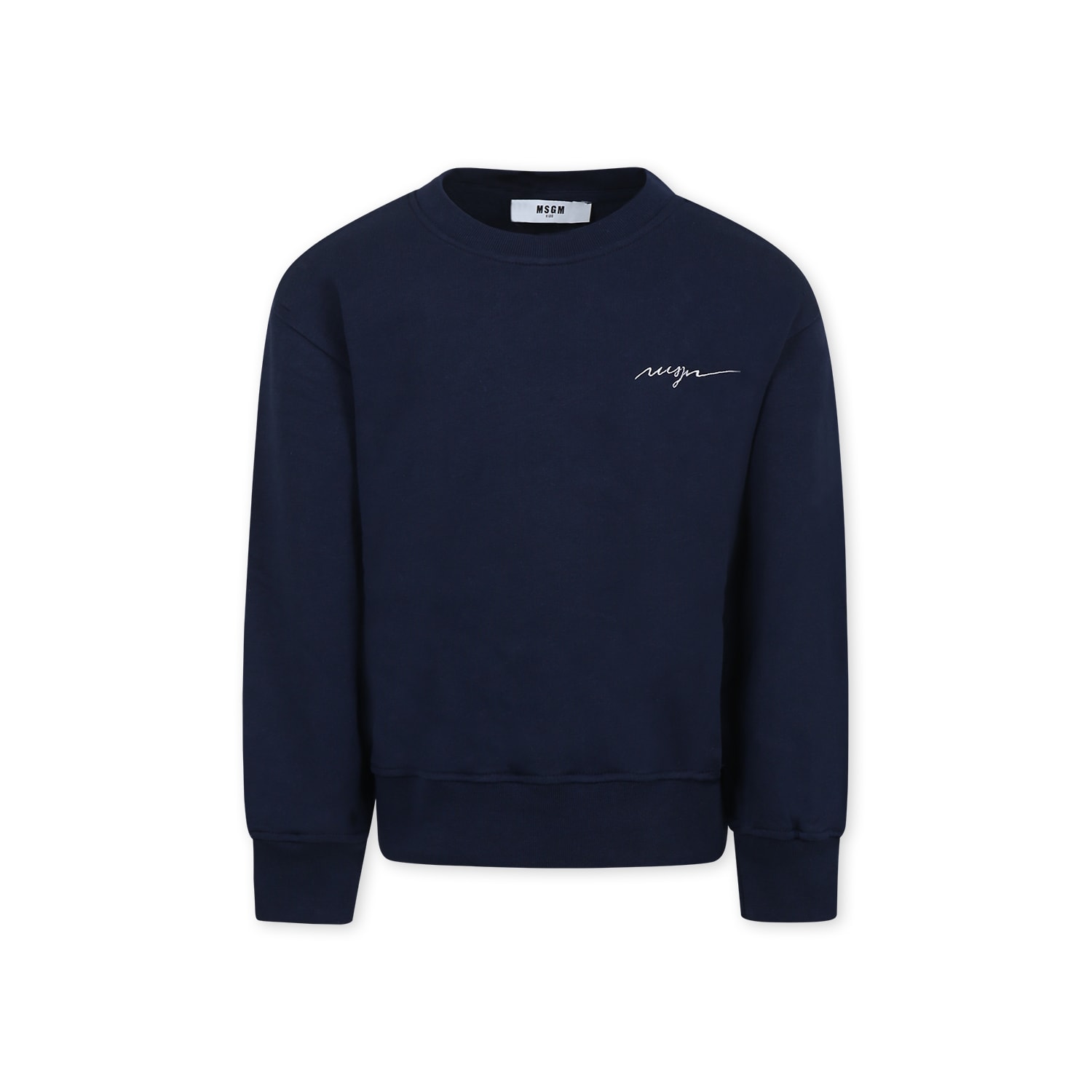 Msgm Blue Sweatshirt For Kids With Logo In Blue