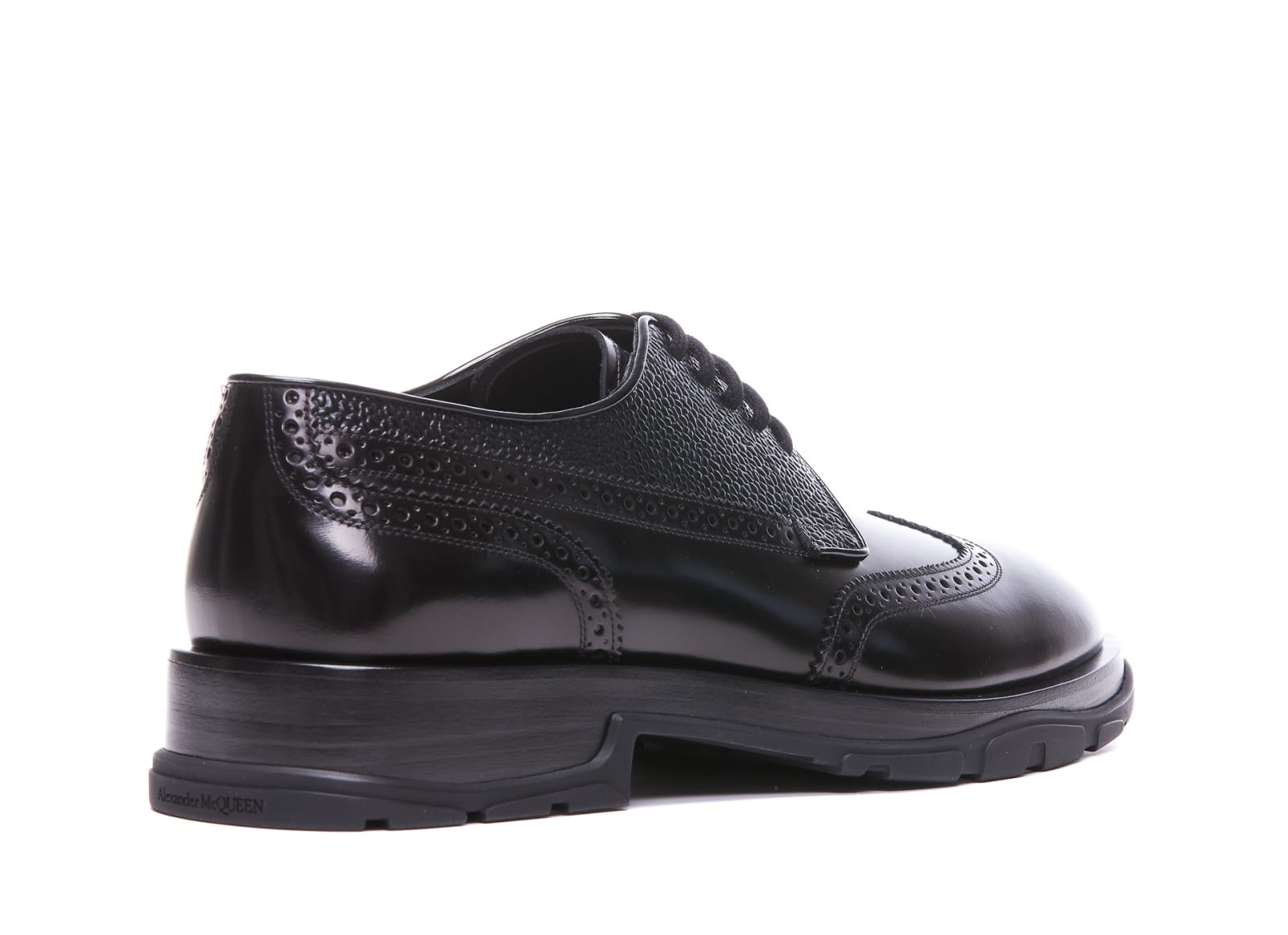Shop Alexander Mcqueen Brogues Leather Lace Up Shoes In Black