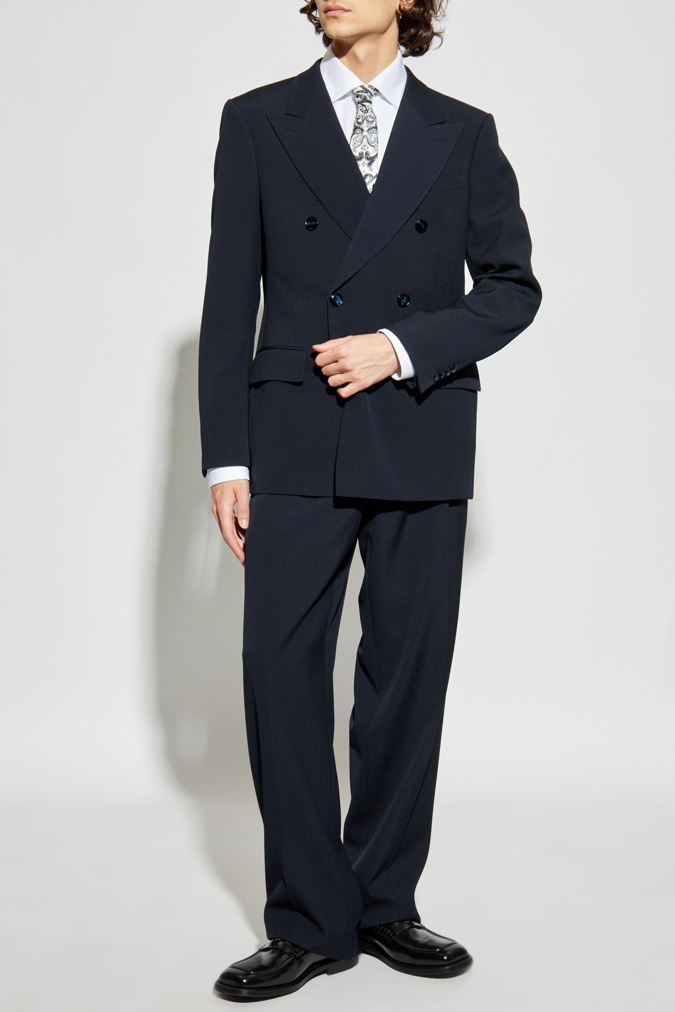 Giorgio Armani Pinstripe Suit In Blue