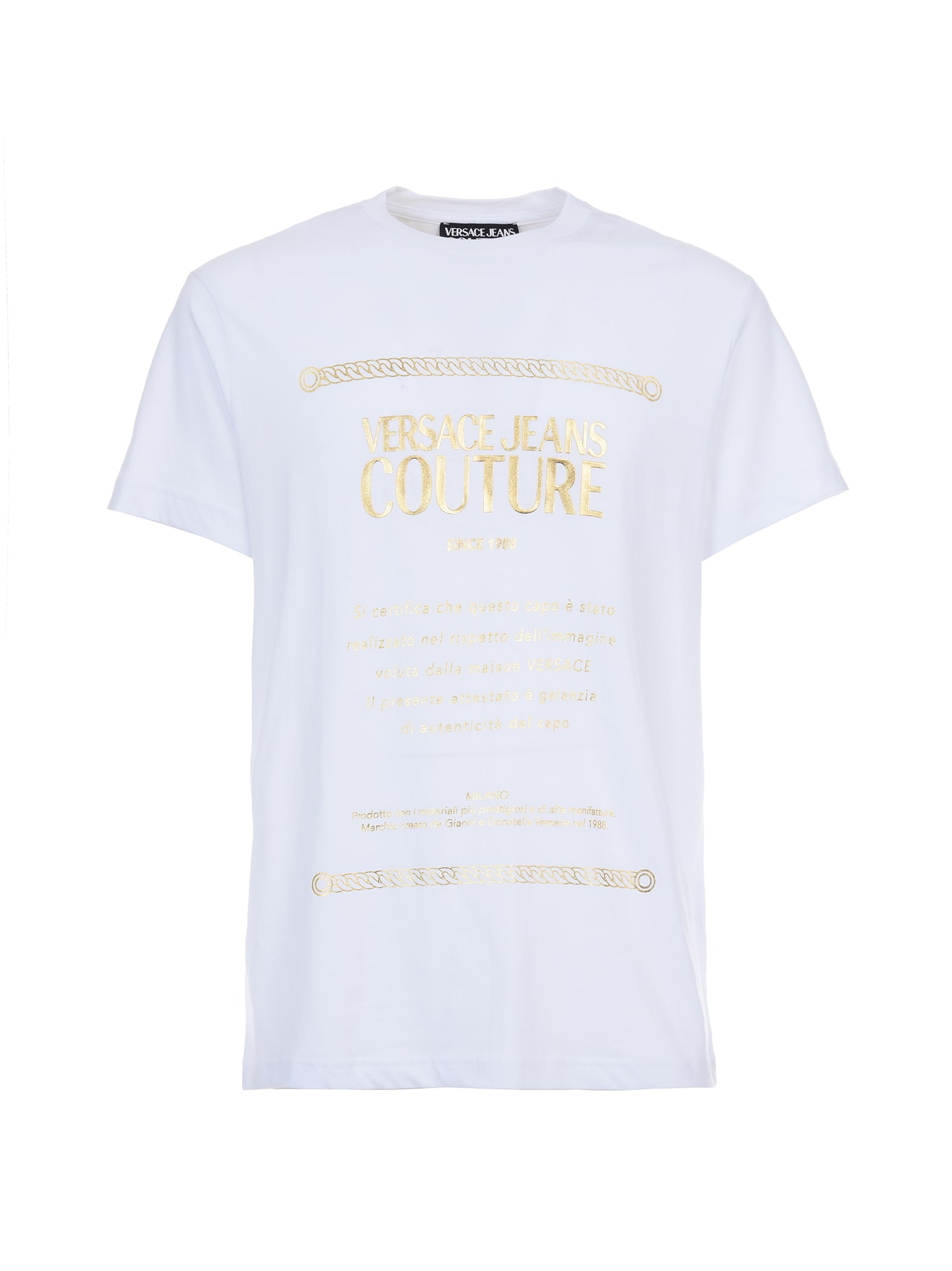 Versace Jeans Couture Classic White T-shirt With Gold Logo