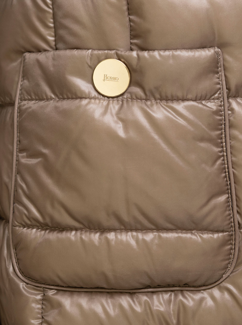 Herno Womans Maria Taupe Color Quilted Nylon Long Down Jacket In Brown