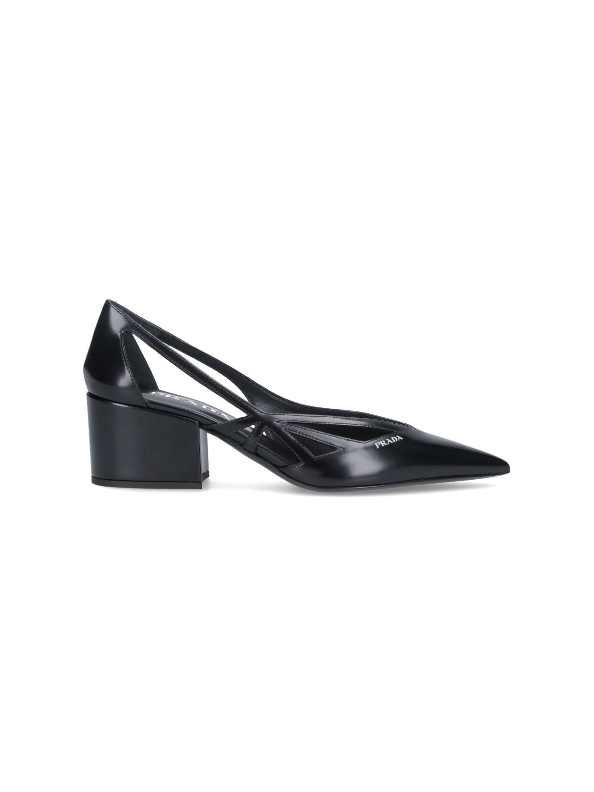 Shop Prada Cut-out Pumps In Black