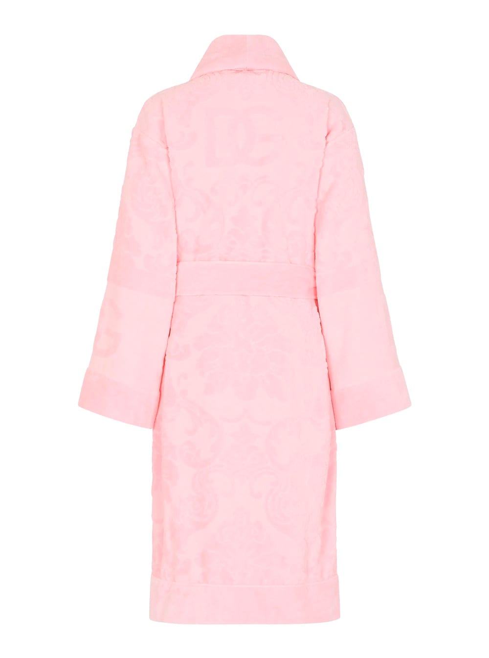 Dolce & Gabbana Pink Bathrobe With Front Belt Closure And Two Front Maxi Patch Pockets In Cotton Home In Multi