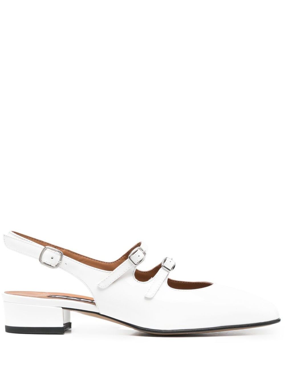 CAREL WHITE PATENT PECHE LEATHER MARY JANE PUMPS WOMAN